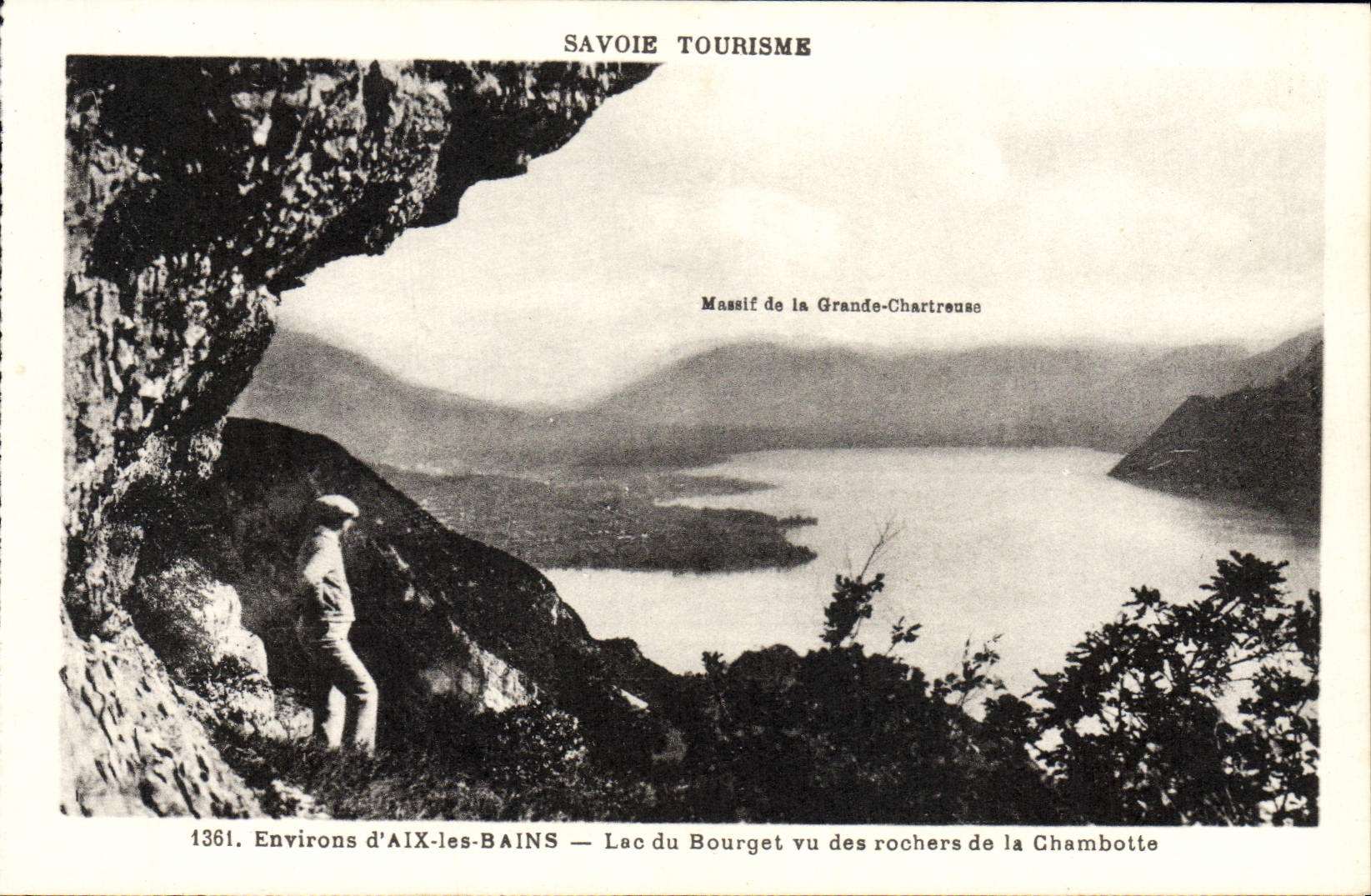 VINTAGE POSTCARD Aix Surroundings Les Bains Lake Of Le Bourget seen of the rocks of Chambotte