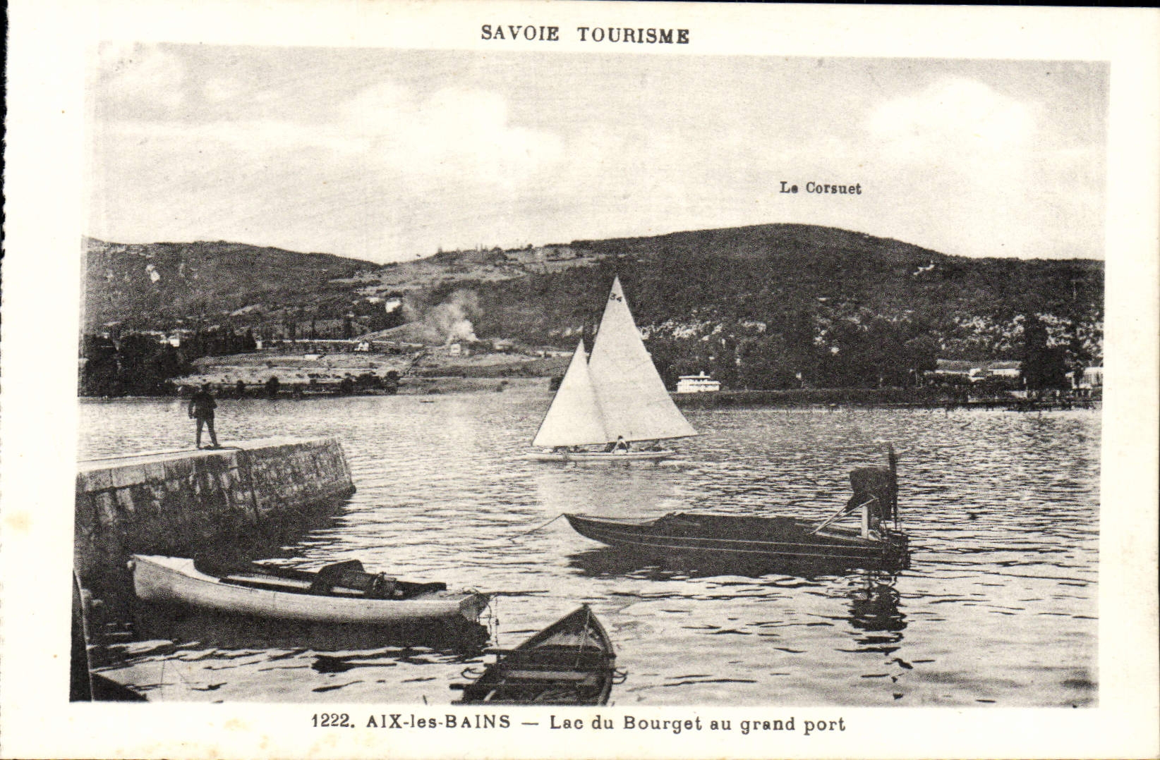 VINTAGE POSTCARD Aix Les Bains Lake Of Le Bourget To the Large Port