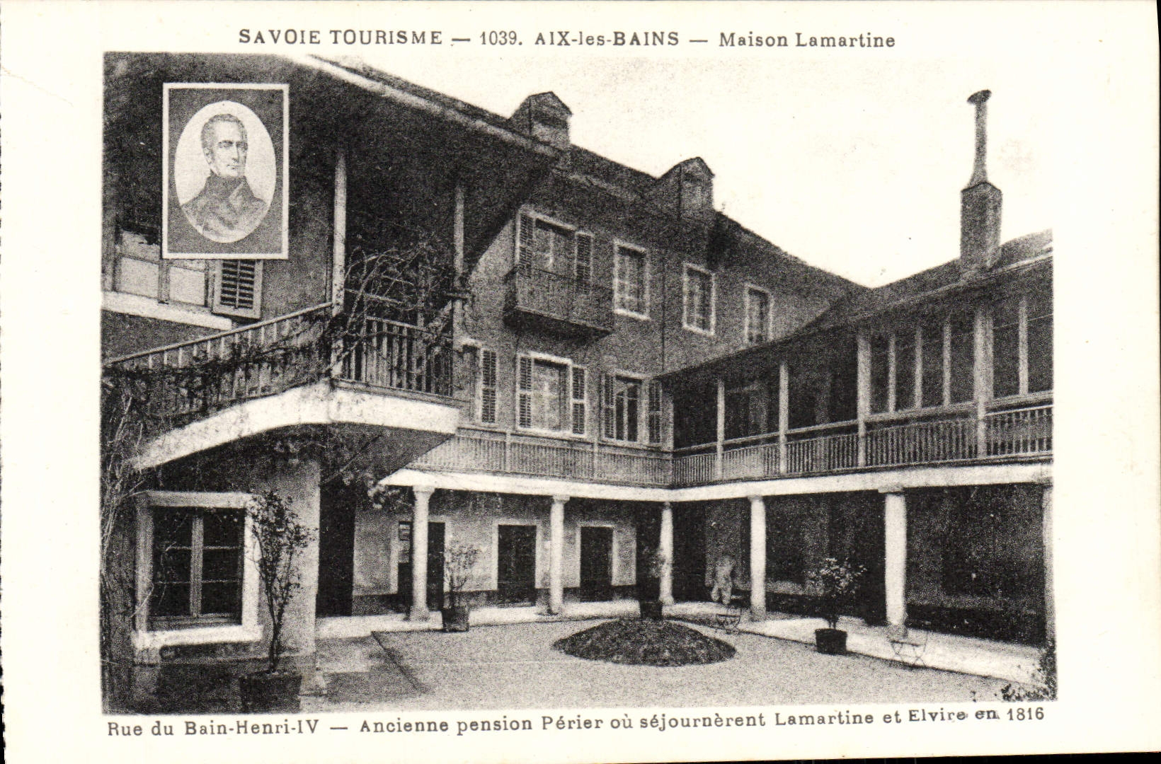 VINTAGE POSTCARD Aix Les Bains House Lamartine Street of the Bath Henri IV Old Perier pension