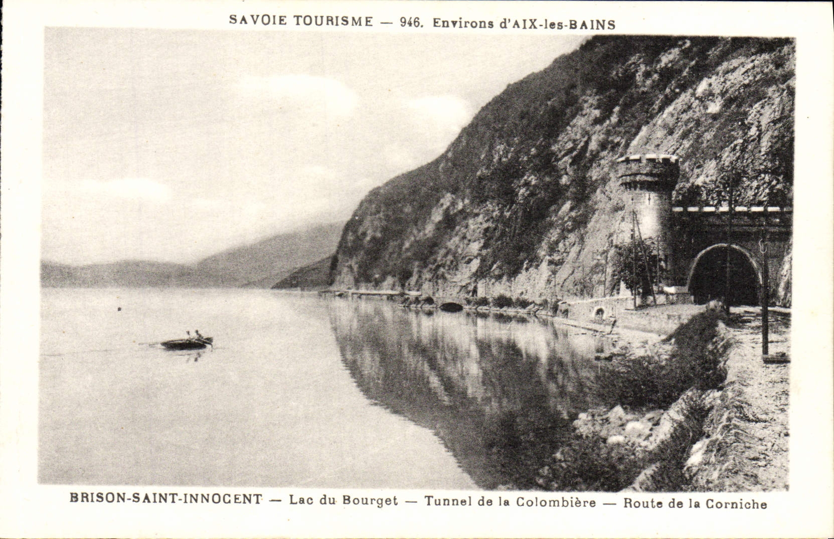Alrededores de la POSTAL de la VENDIMIA del lago inocente santo aix Les Bains Brison de Le Bourget Tunnel del camino de Colombiere de la cornisa