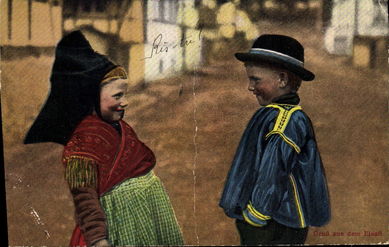 VINTAGE POSTCARD Children Alsace Folklore