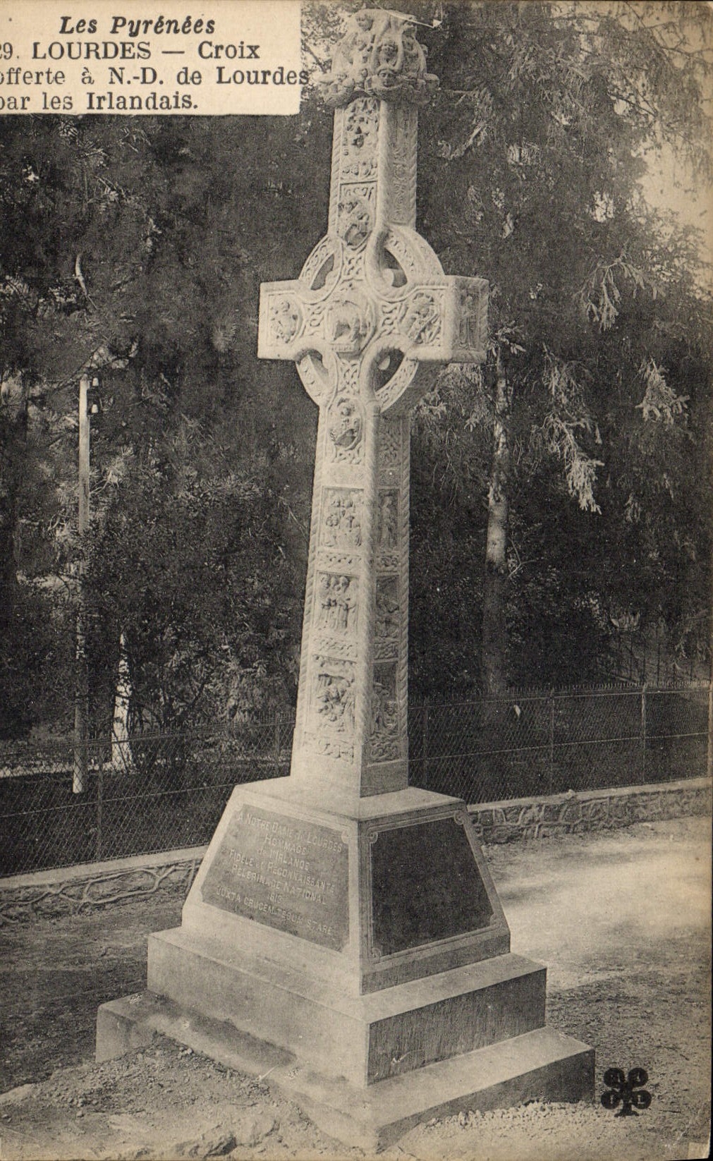 VINTAGE POSTCARD Lourdes Cross offered has ND of Doors by the Irishmen