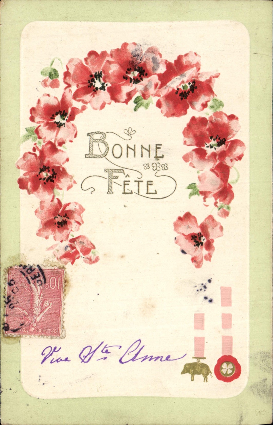 CPA Fantaisie Fleurs Bonne Fete 