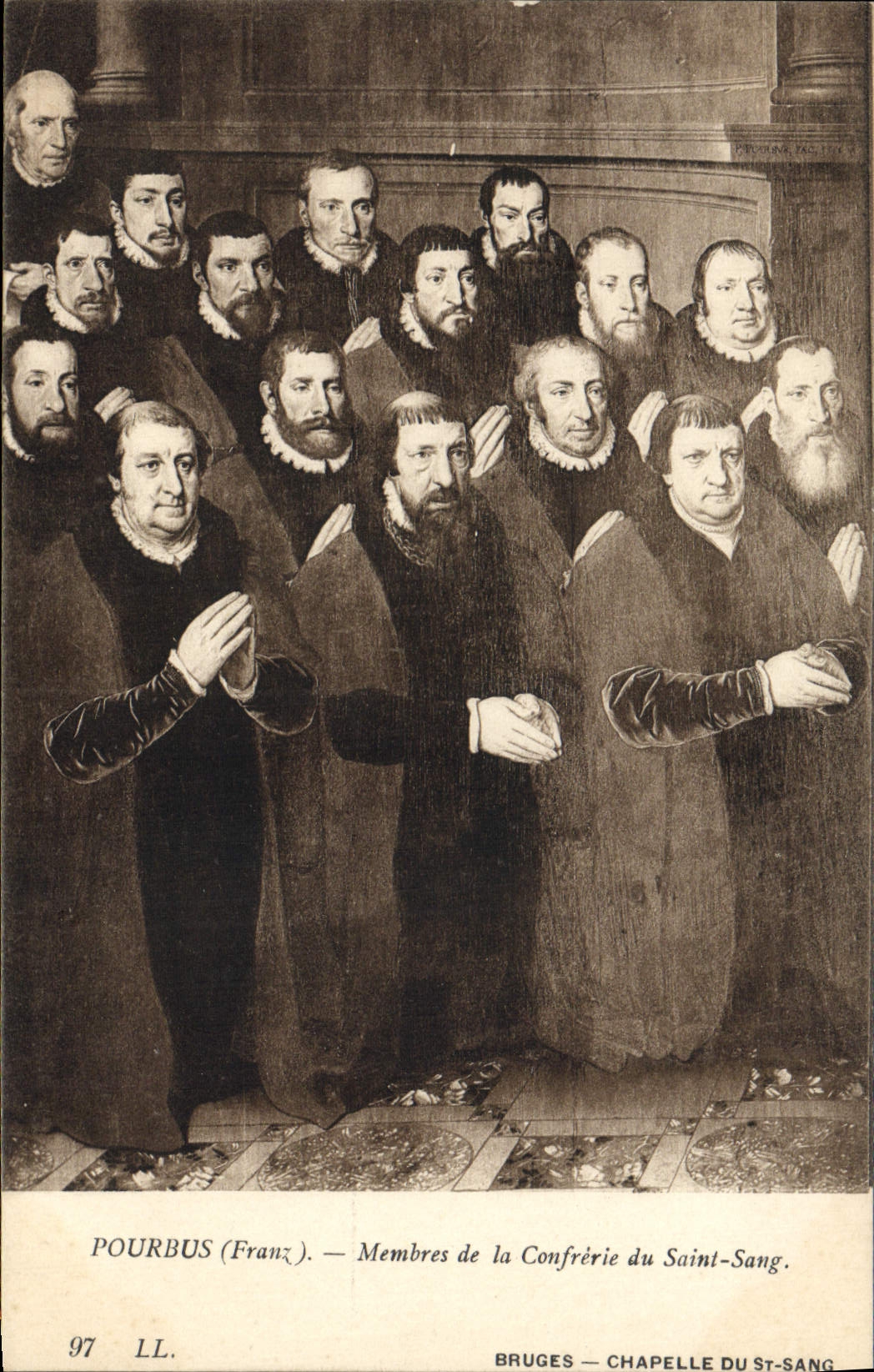 VINTAGE POSTCARD Pourbus Members of the Brotherhood of the Saint Blood Bruges Vault of St Blood