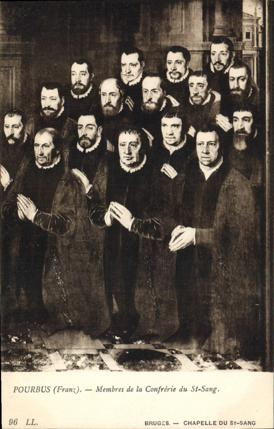 VINTAGE POSTCARD Pourbus Memers of the Brotherhood of St Blood Bruges Vault of St Blood