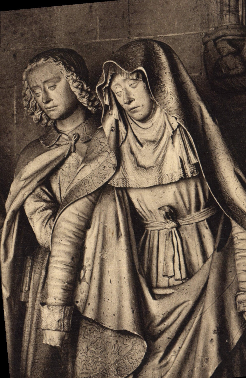 VINTAGE POSTCARD Saints of Solesmes Notre Dame and Saint Jean with the tomb of Christ