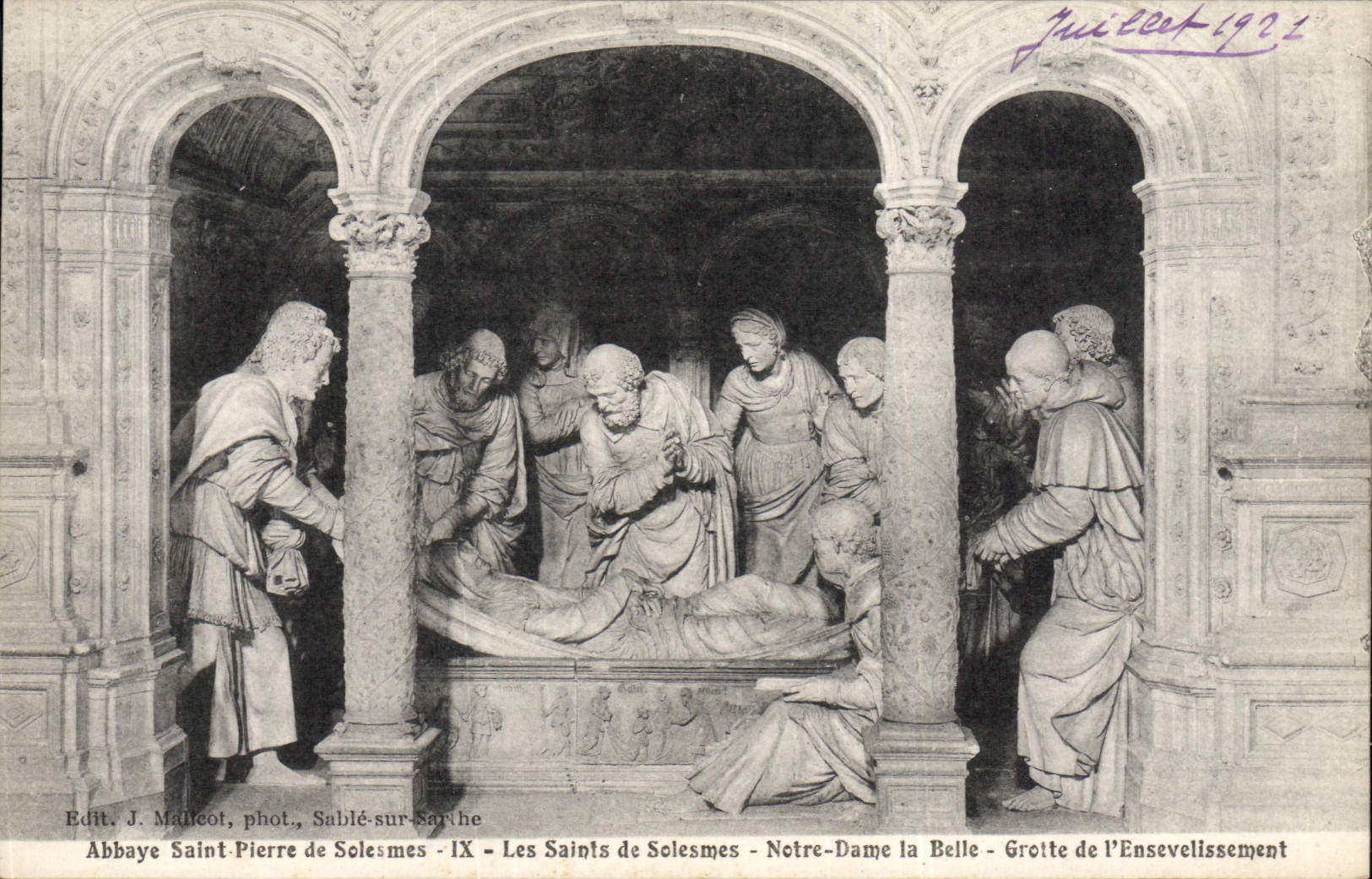 VINTAGE POSTCARD Saints of Solesmes Notre Dame the Beautiful Cave of the burial