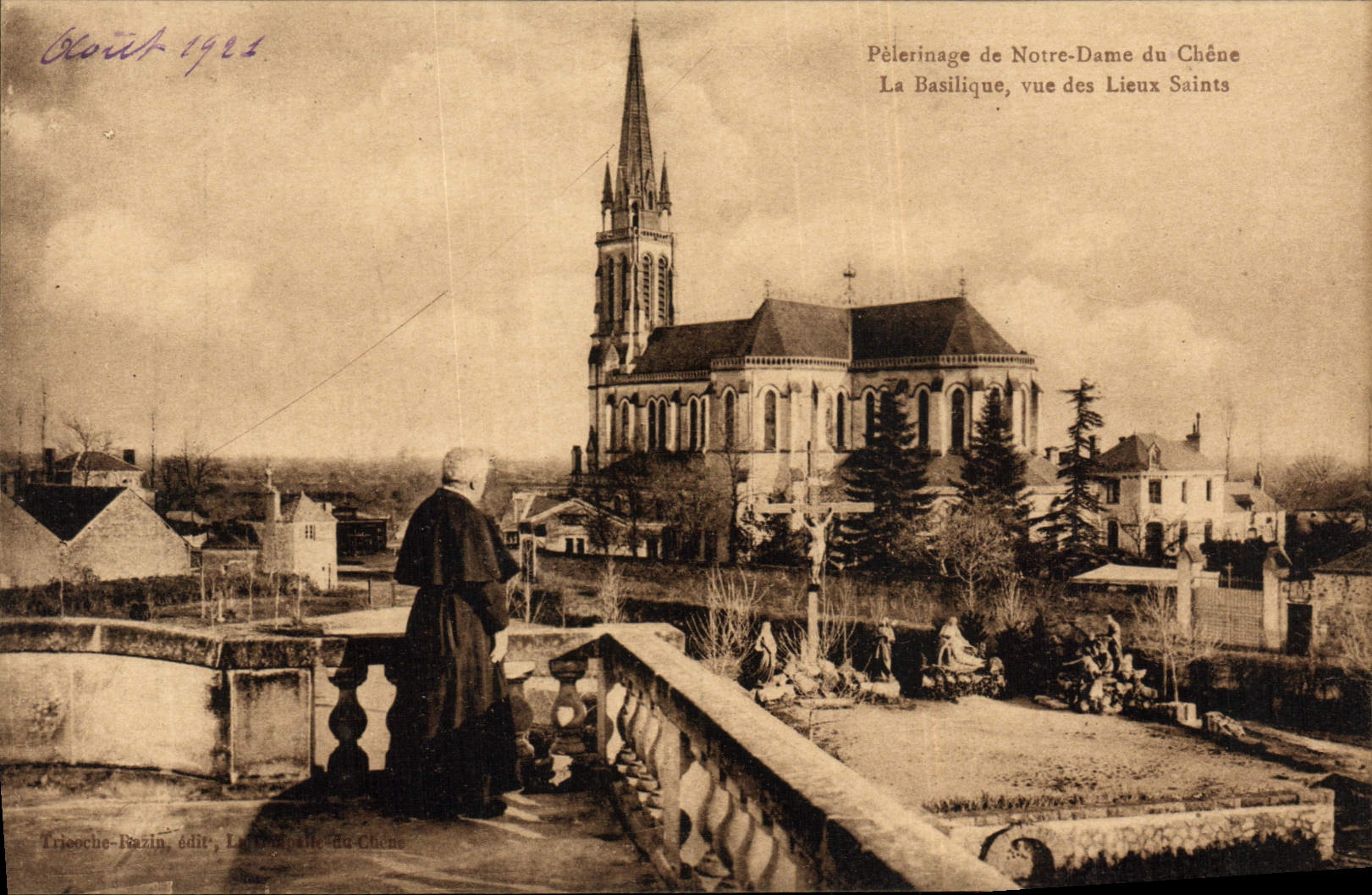 VINTAGE POSTCARD Pilgrimage of Notre Dame of the Oak the basilica seen of the holy places