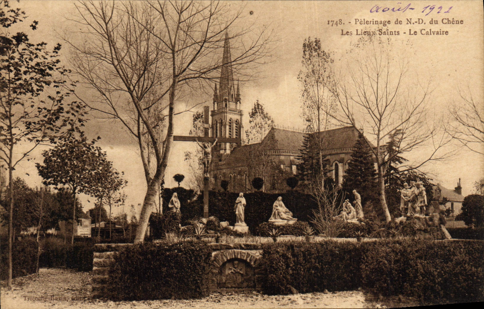 VINTAGE POSTCARD Pilgrimage of Notre Dame of the Oak holy places the martyrdom