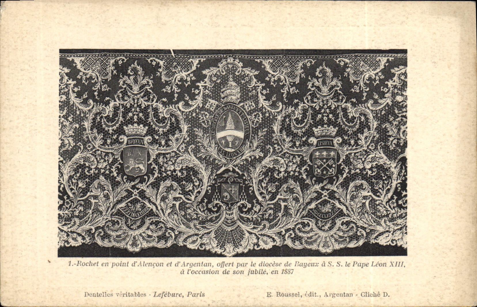 CPA Rochet en point d'Alencon et d'Argentan offert par le diocese de Bayeux a SS le pape Leon XIII
