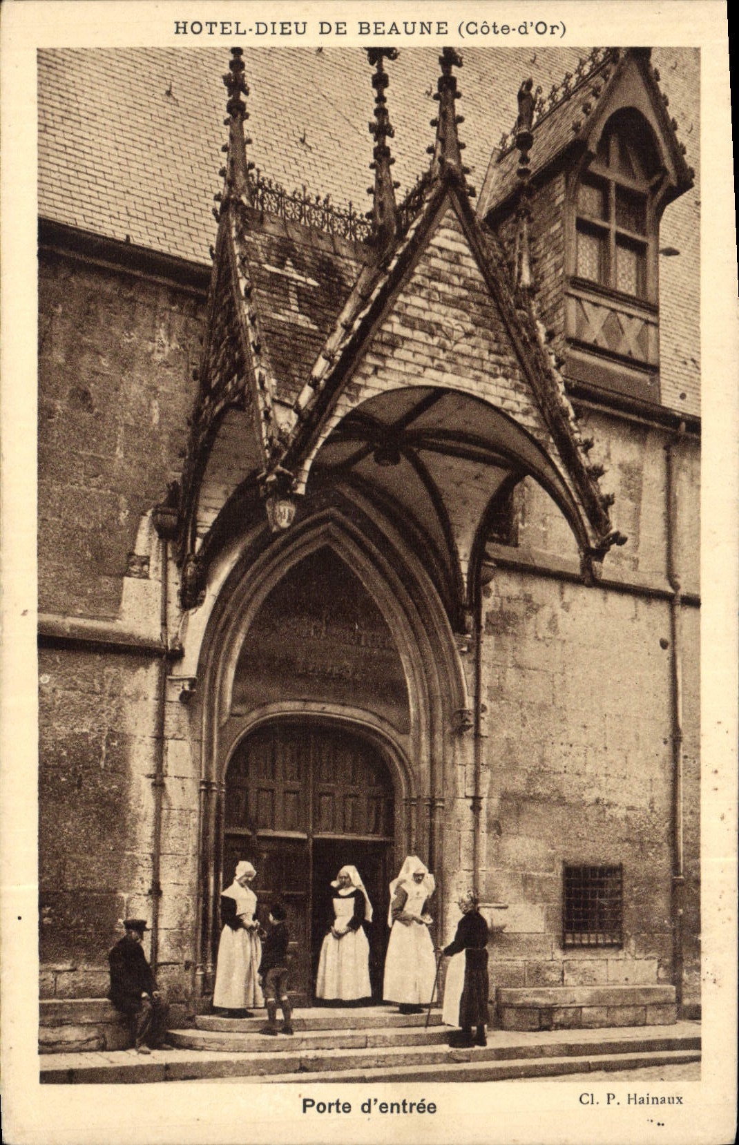VINTAGE POSTCARD Hotel God Of Beaune Religious Main door