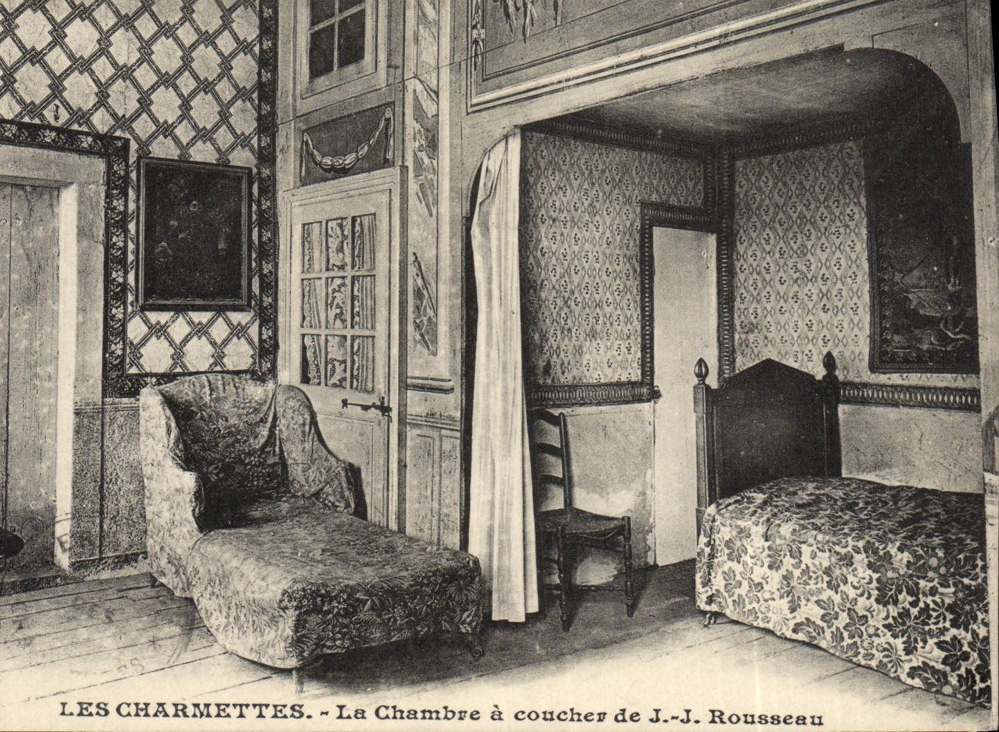 VINTAGE POSTCARD Charmettes the room has to lay down JJ Rousseau