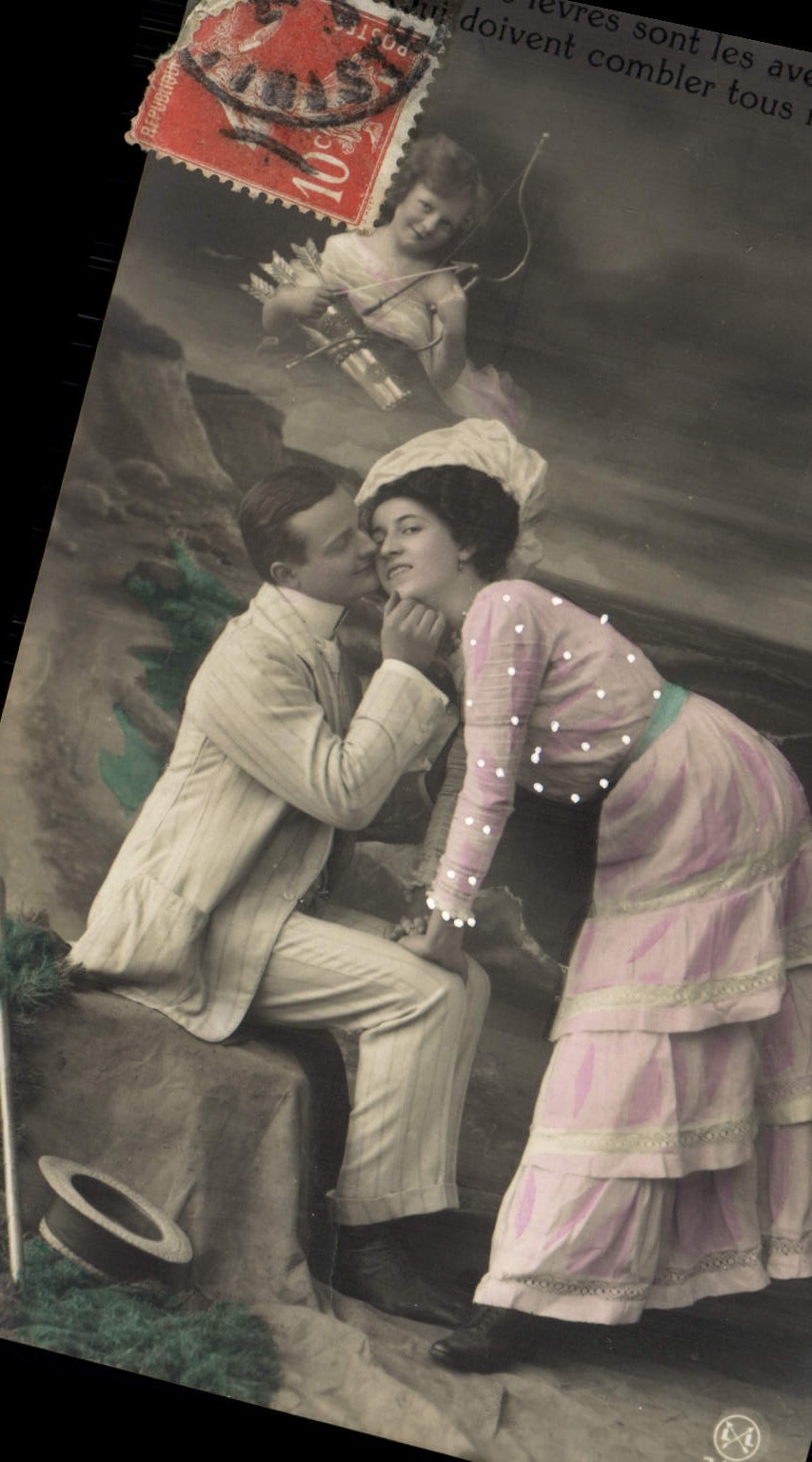 VINTAGE POSTCARD Fantasy Woman Man Child Angel