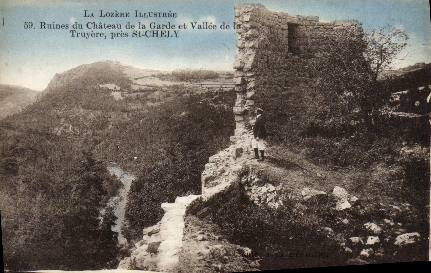 CPA Ruines du Chateau de la Garde et Vallee de Tryere Pres St Chely
