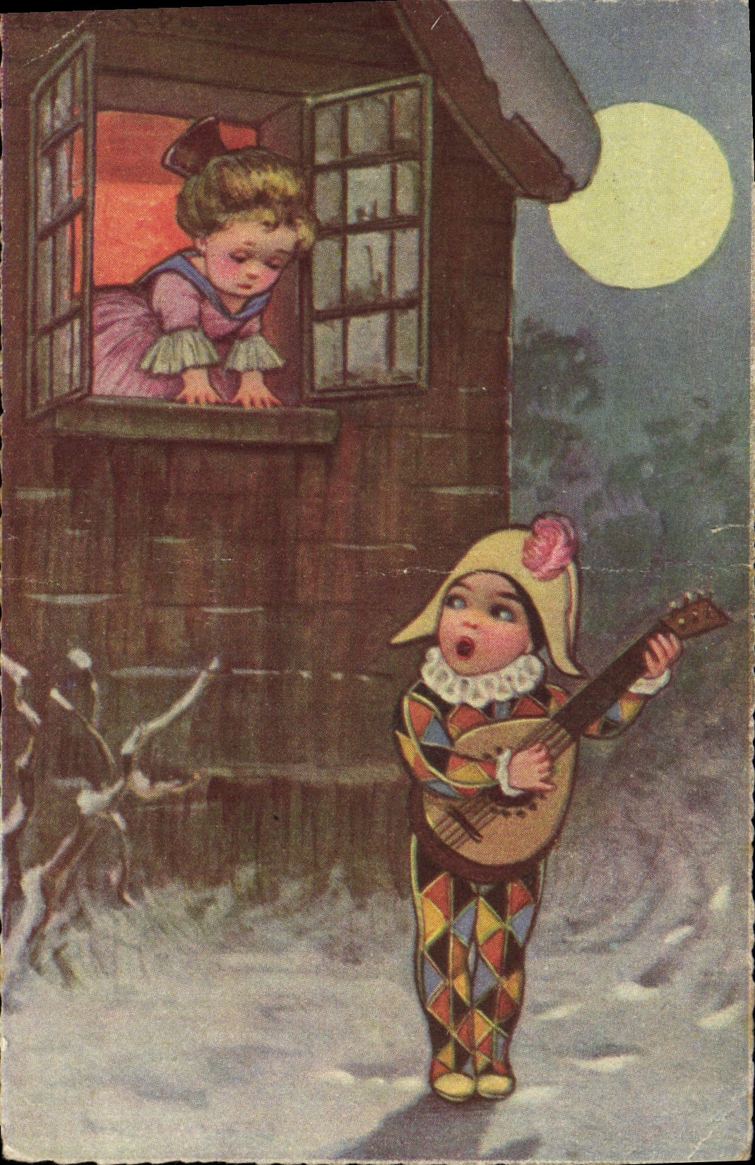 VINTAGE POSTCARD Fantasy Pierro Child