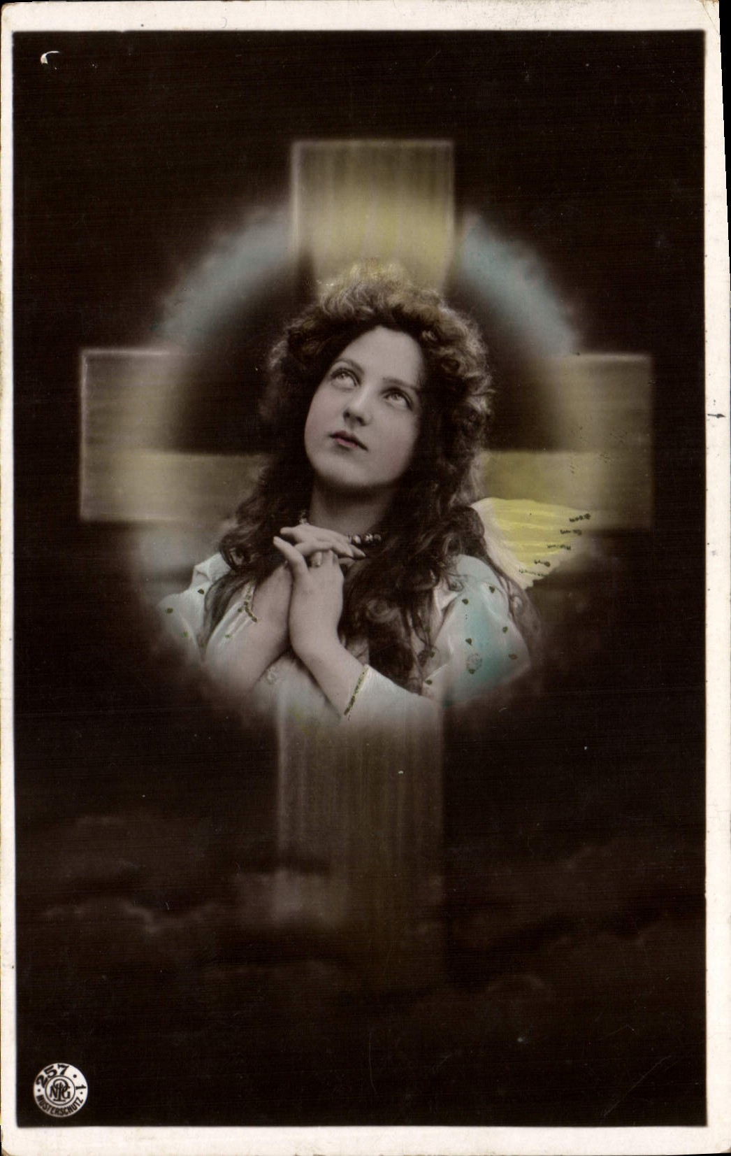 VINTAGE POSTCARD Fantasy Woman Cross