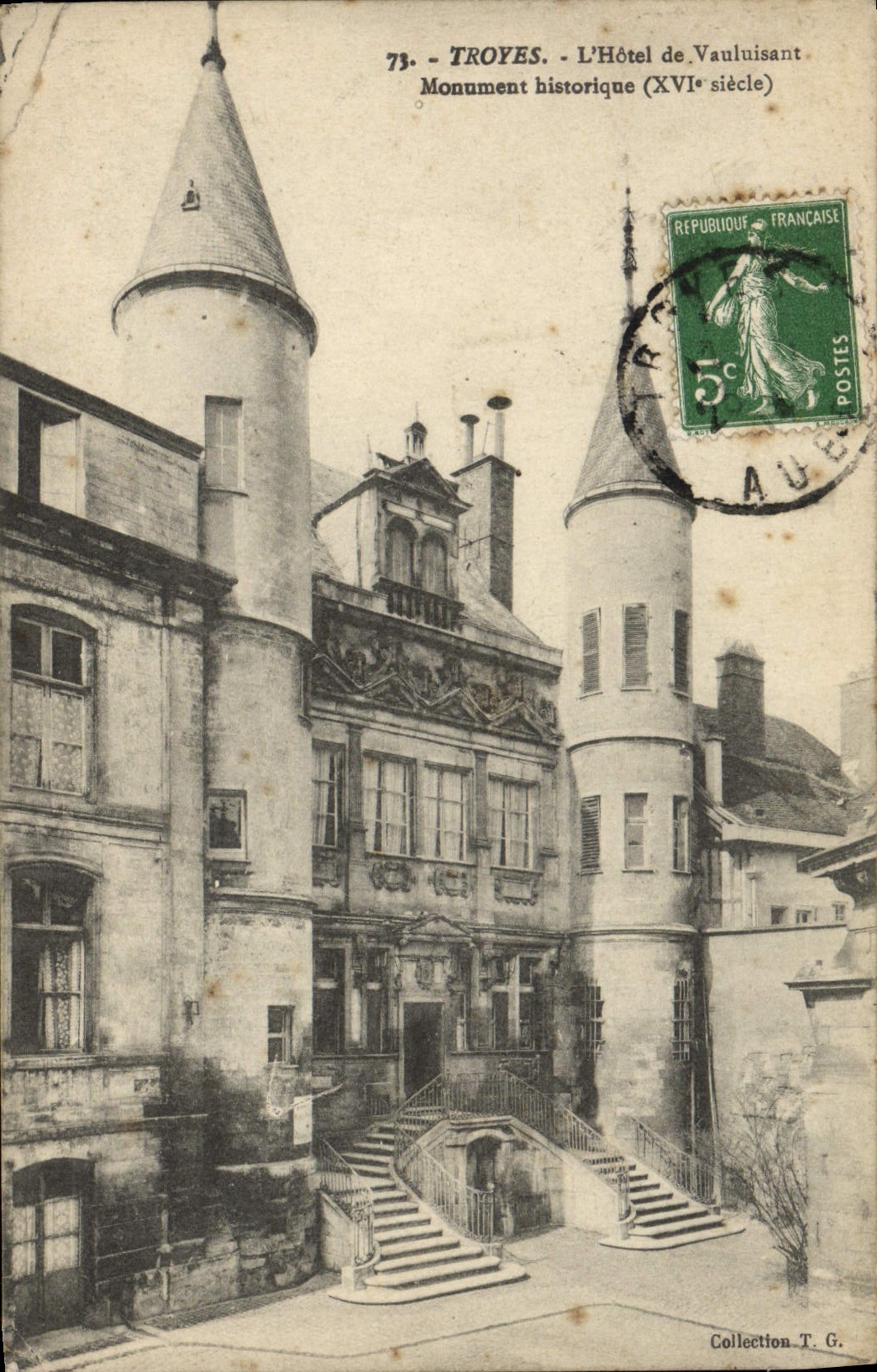 VINTAGE POSTCARD Troyes the Hotel of Valuisant Monument