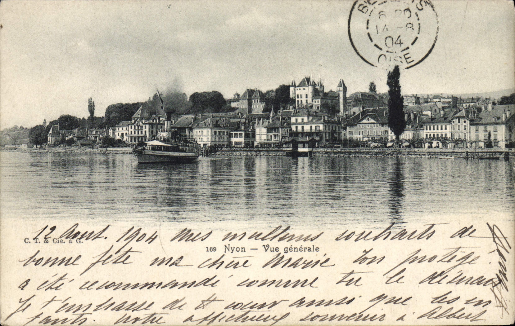 VINTAGE POSTCARD Nyon View Boat