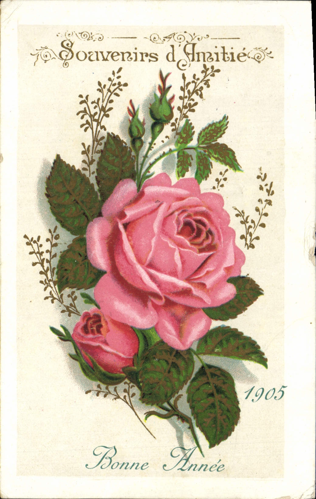 VINTAGE POSTCARD Fantasy Flowers Souvenirs Of Friendship