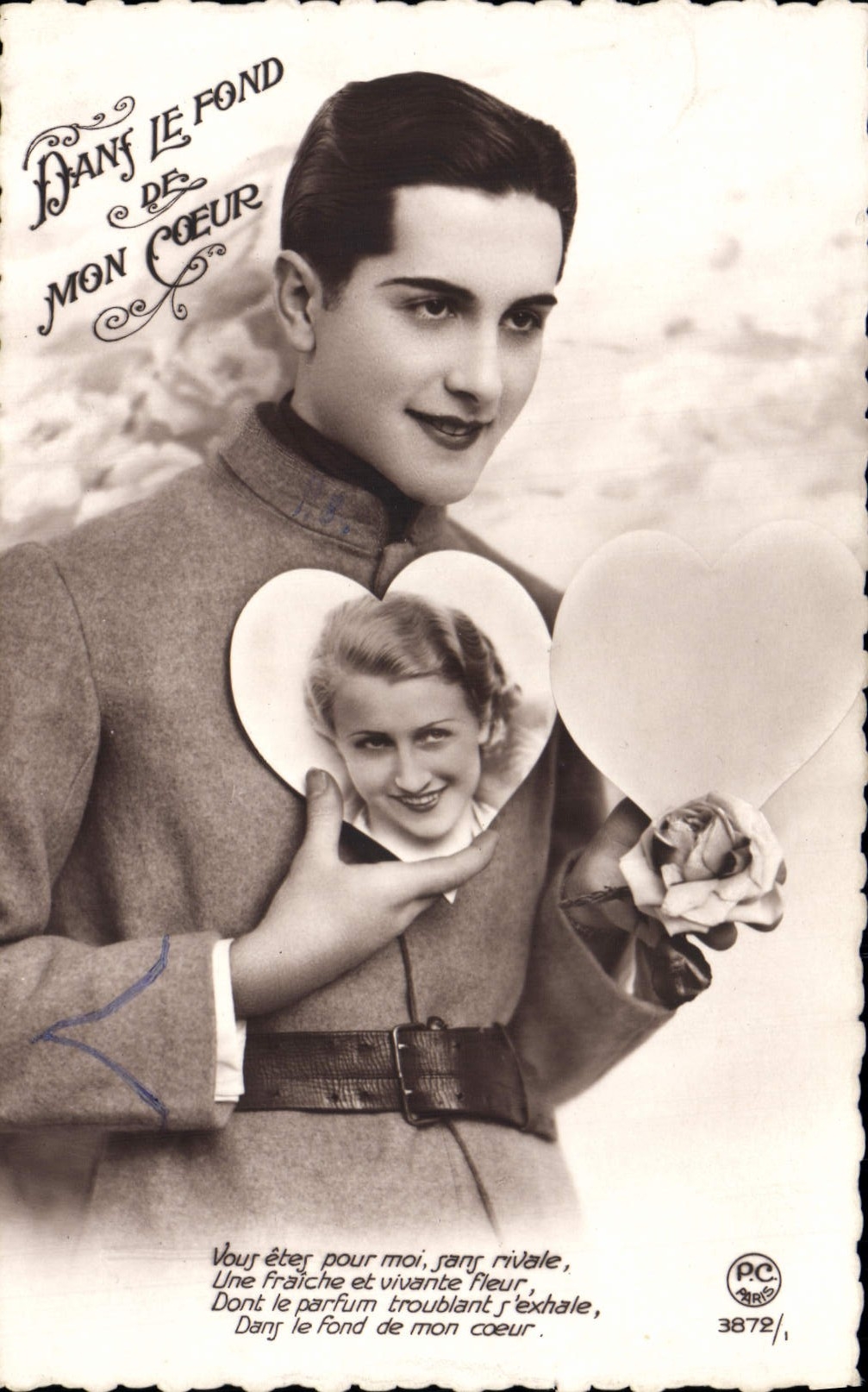 VINTAGE POSTCARD Fantasy Man Heart Woman