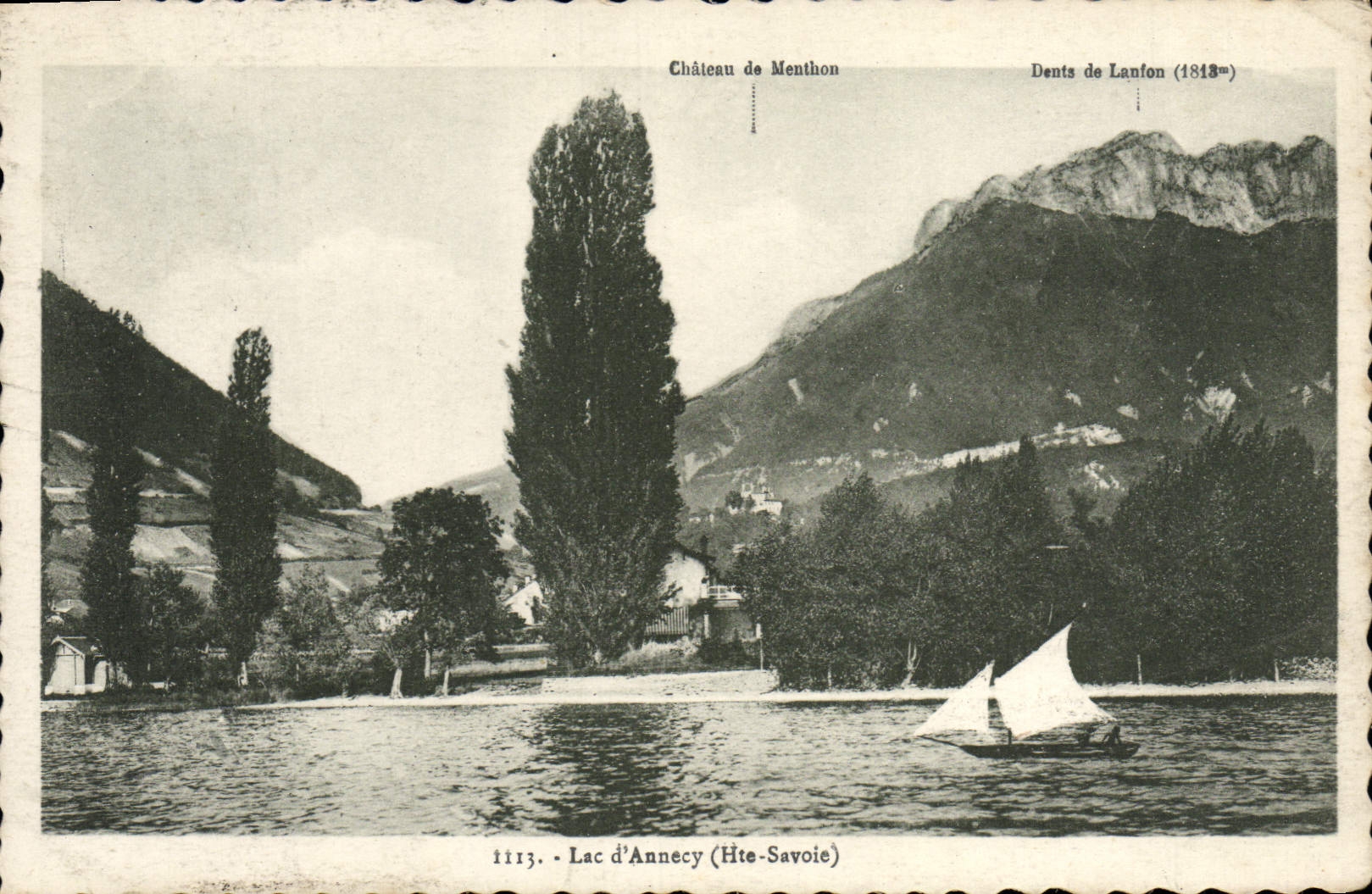 Lago boat de Annecy de la POSTAL de la VENDIMIA
