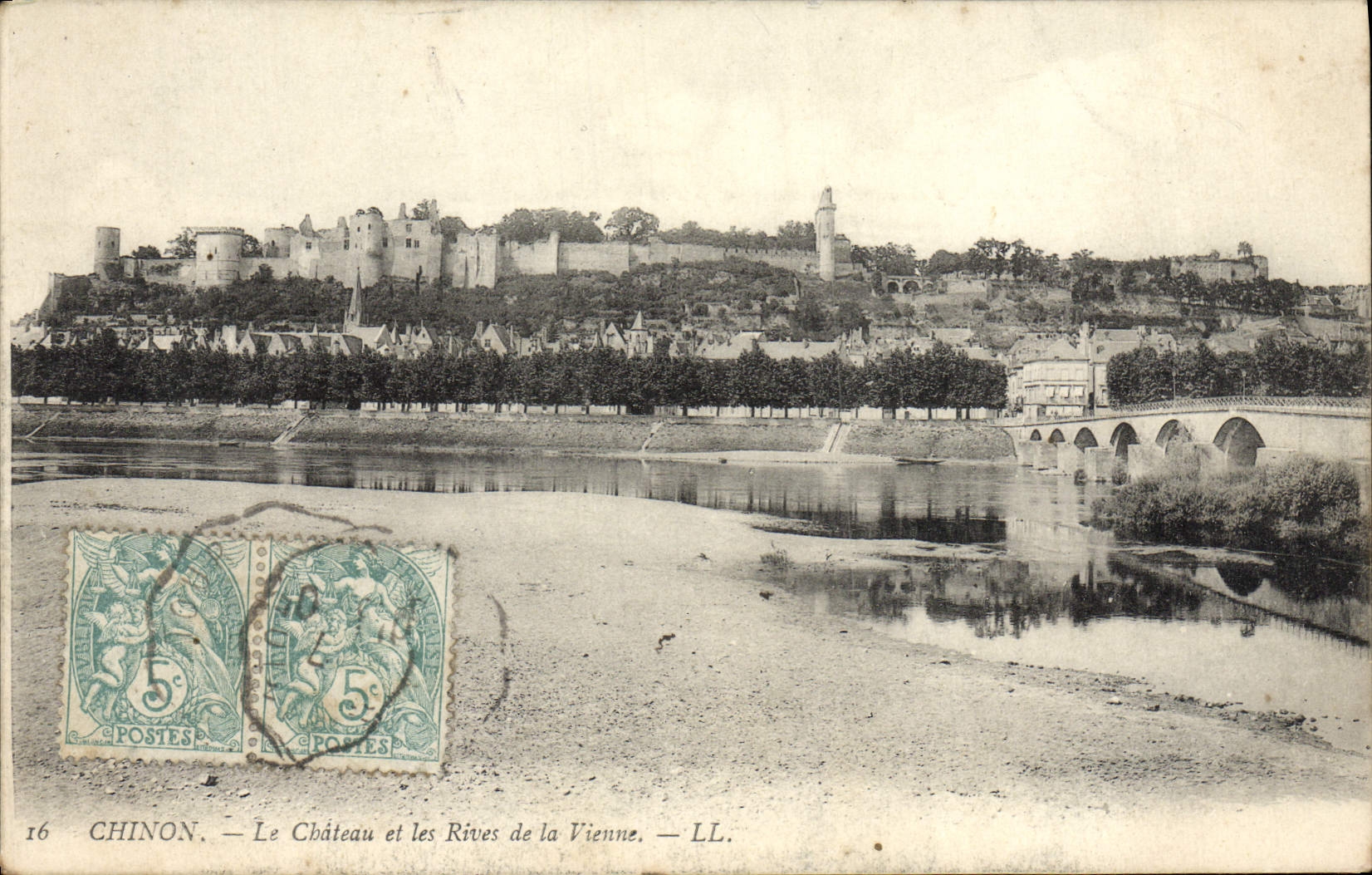 VINTAGE POSTCARD Chinon the Castle and Banks of Vienna