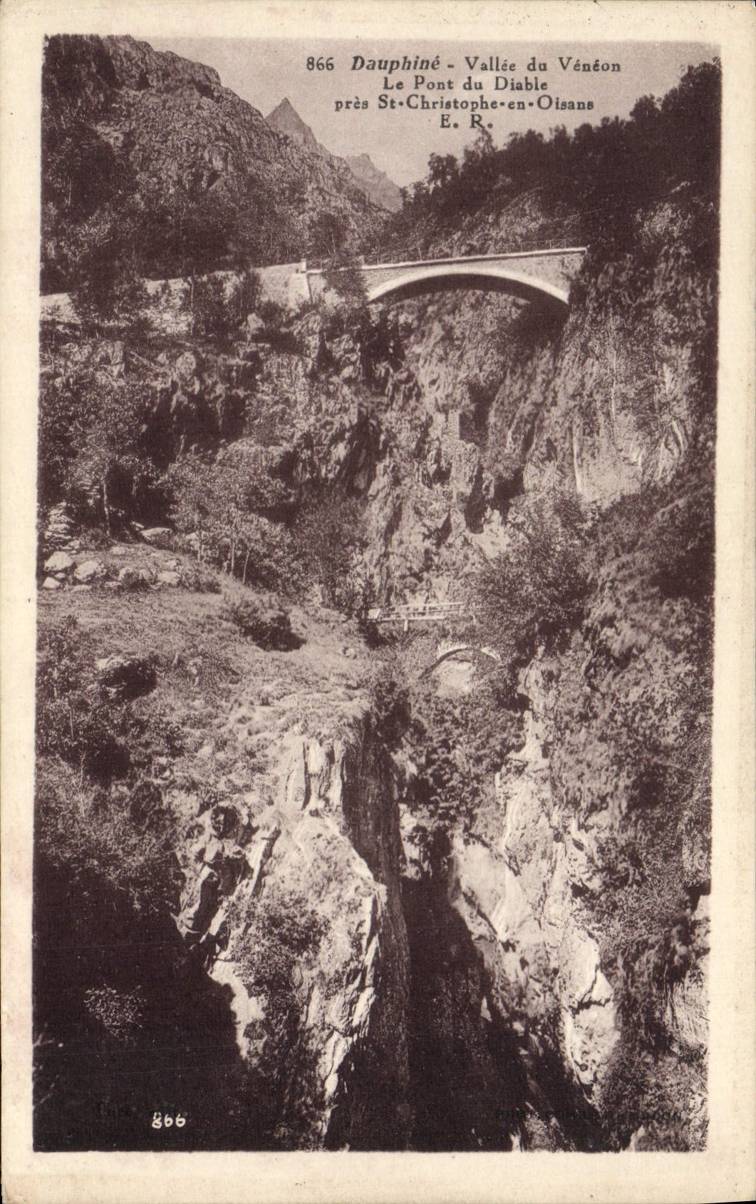 VINTAGE POSTCARD Dauphine Valley of Veneon the Bridge of the Devil Close Saint Christophe in Oisans