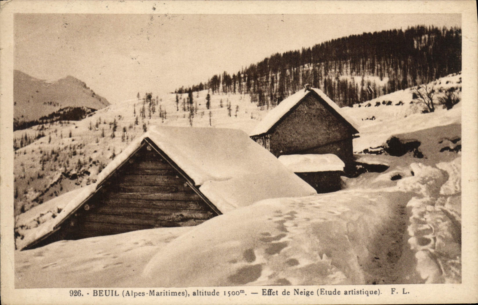 VINTAGE POSTCARD Beuil Effect Snow