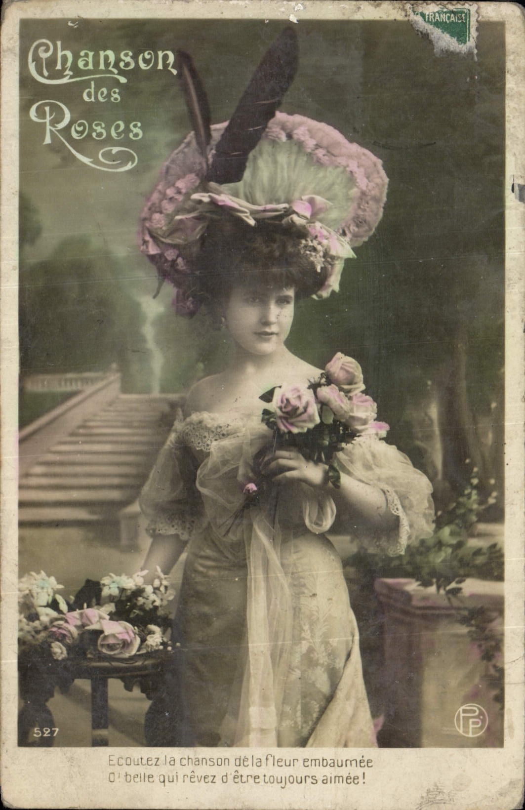 VINTAGE POSTCARD Fantasy Woman Song of the pinks