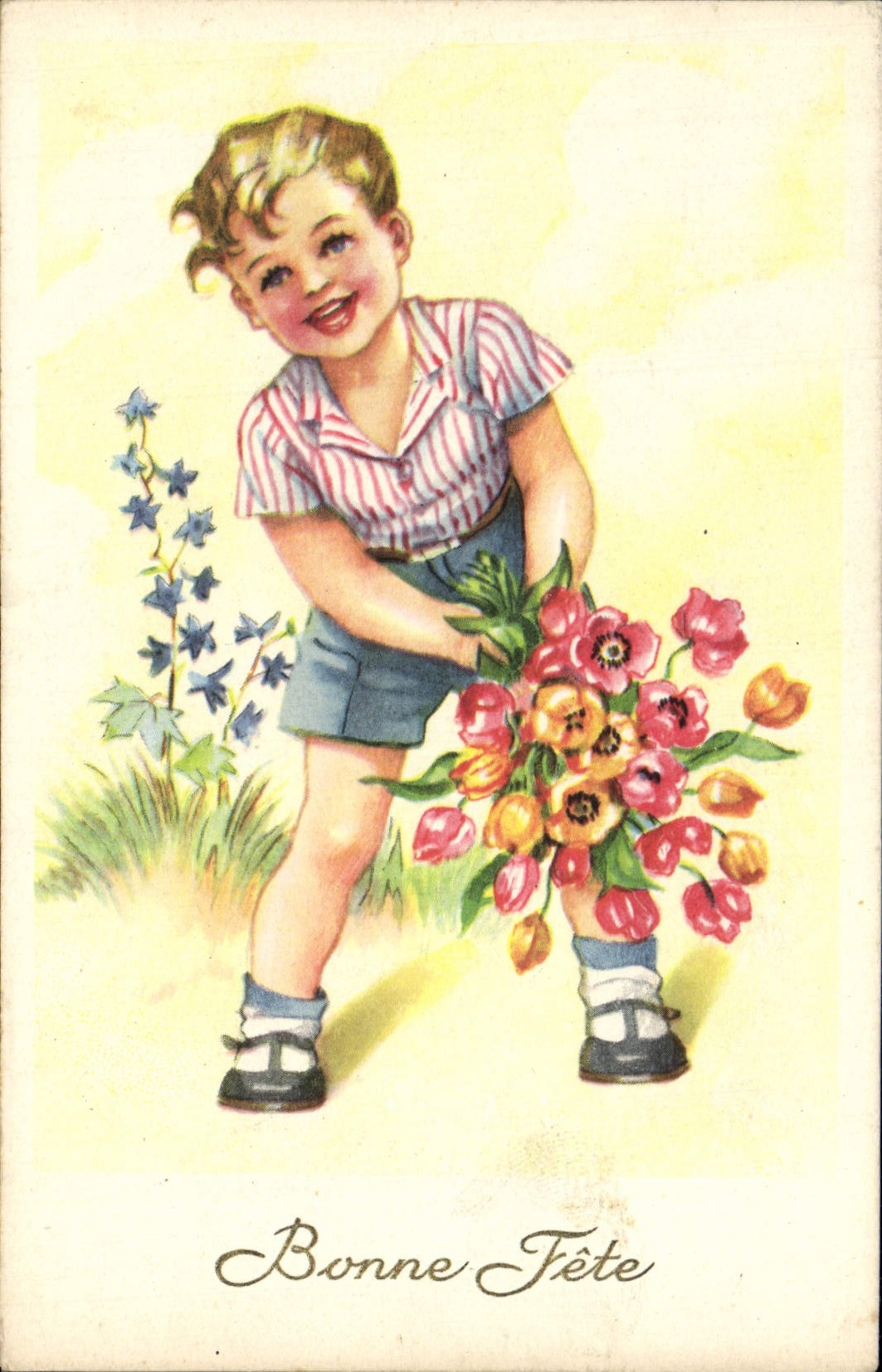 VINTAGE POSTCARD Fantasy Child Harcon Flowers