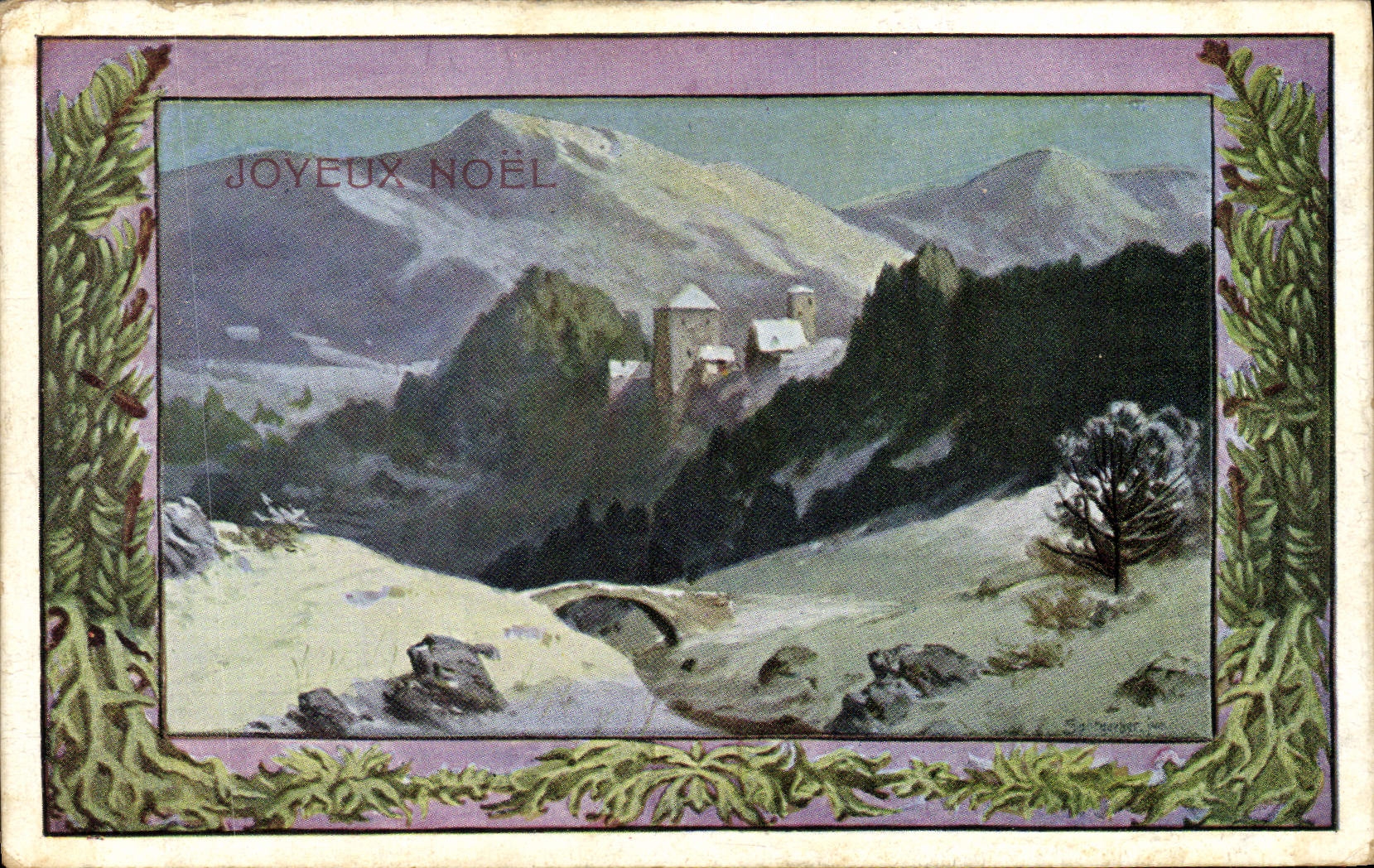 VINTAGE POSTCARD Fantasy Landscape of mountain