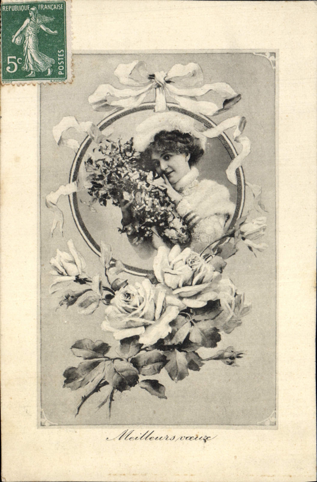 VINTAGE POSTCARD Fantasy Woman Wishes