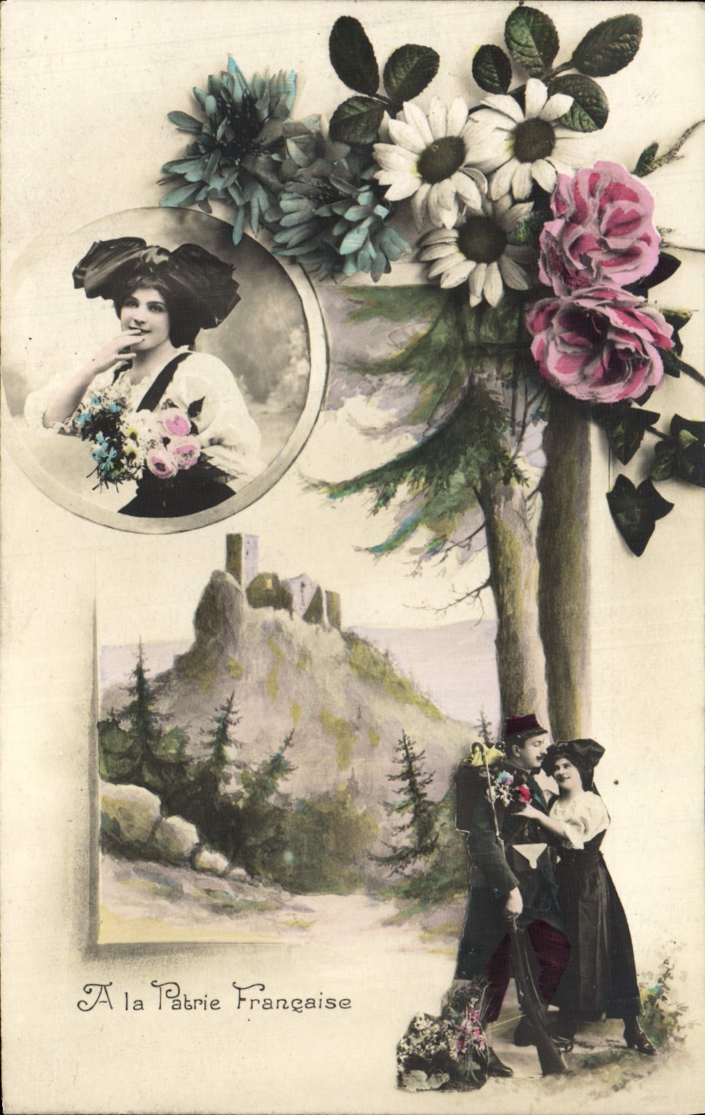 VINTAGE POSTCARD Fantasy Alsatian Alsace Woman Militaria Soldier