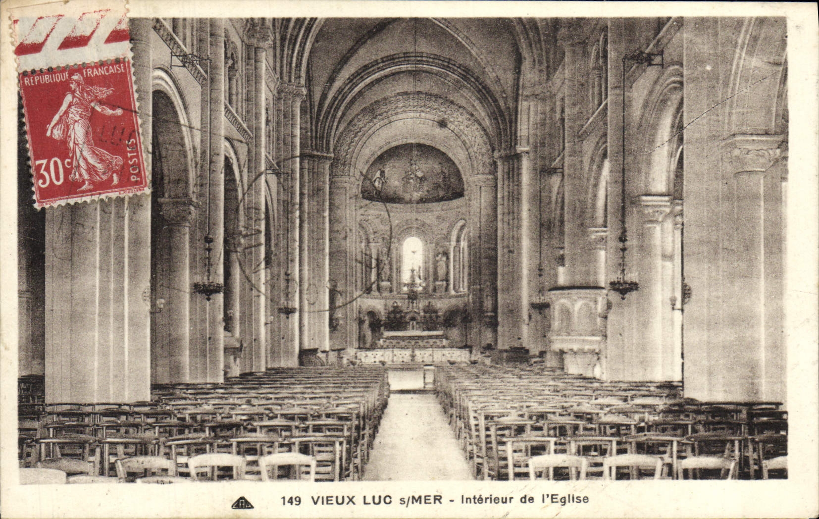 CPA Vieux Luc Sur Mer Interieur De I'Eglise