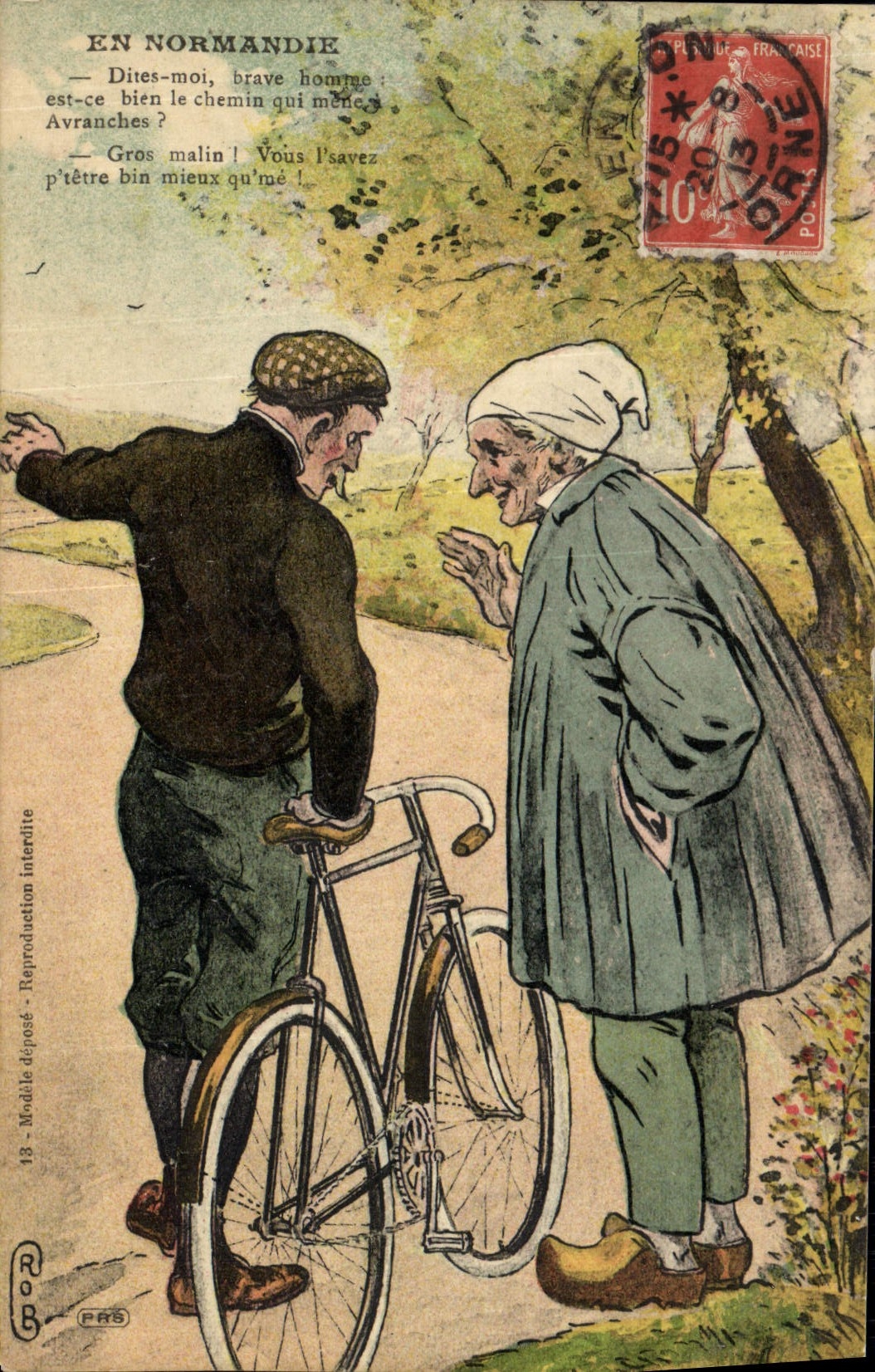 CPA En Normandie Velo Cycle folklore 