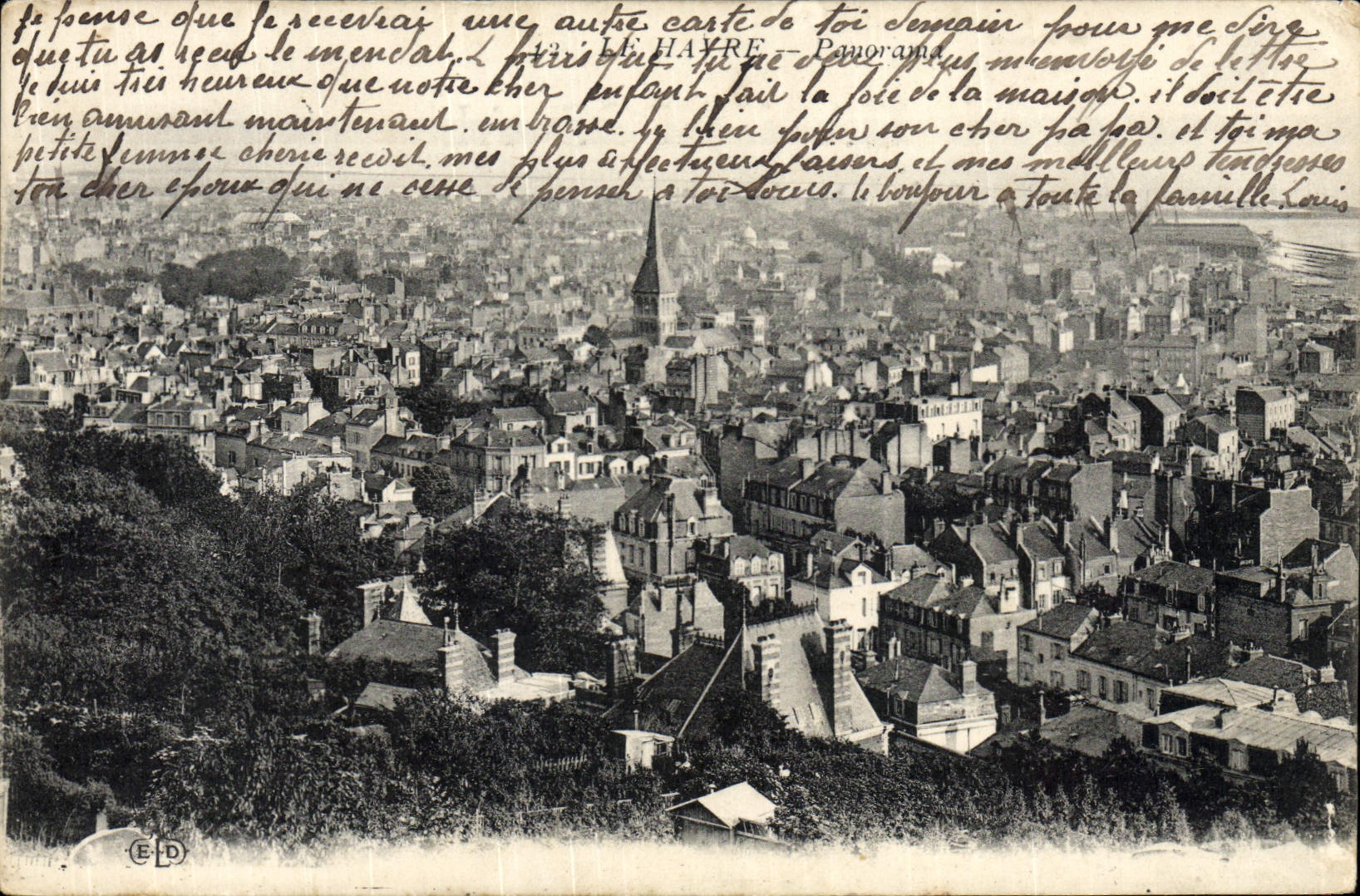 Panorama de Le Havre de la POSTAL de la VENDIMIA