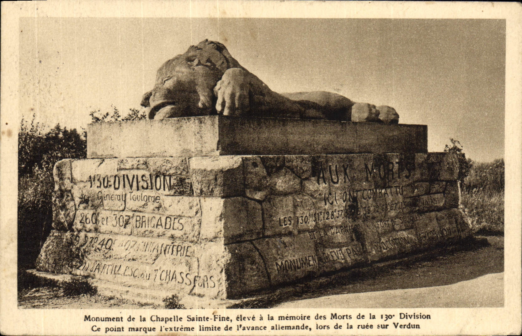 CPA Monument De La Chapelle Sainte Fine Lion 