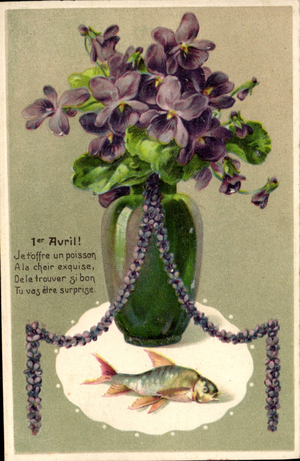 CPA Fantaisie Fleurs Poisson