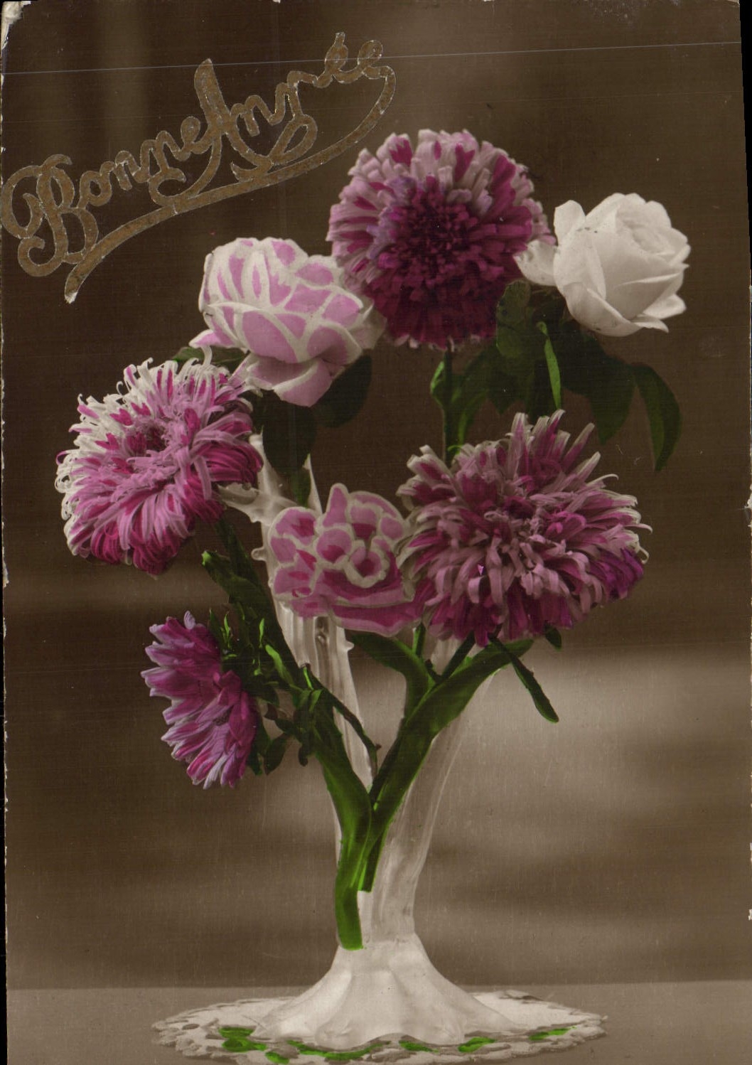 CPA Bonne Annee Fleurs