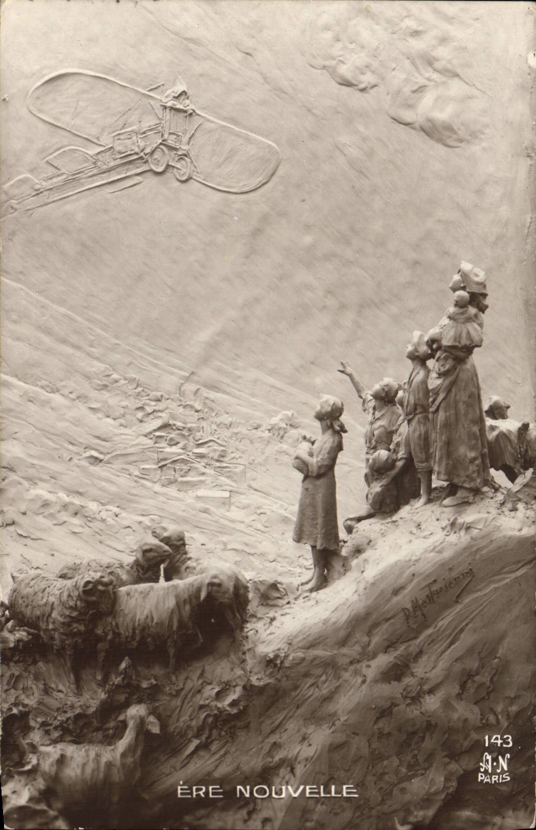 VINTAGE POSTCARD Fantasy Plane new Era Sheep