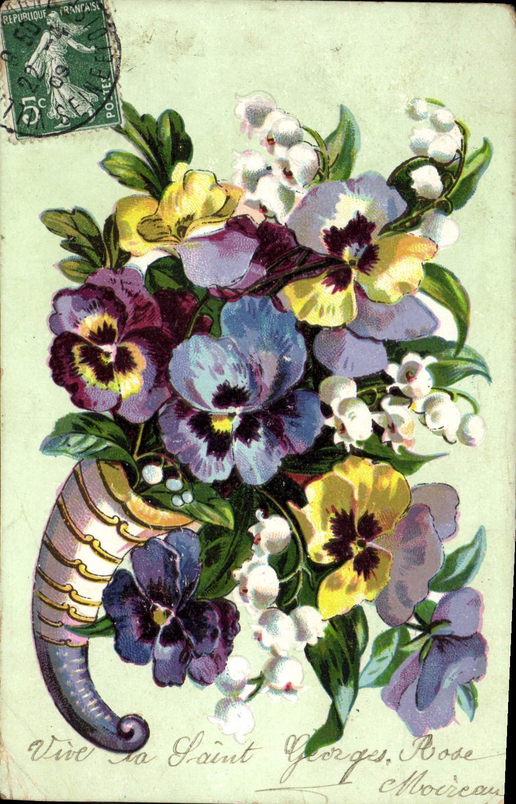 CPA Fantaisie Fleurs Corne d'abondance