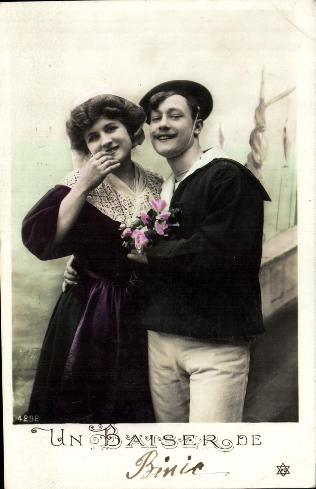 VINTAGE POSTCARD Fantasy Woman a Kiss De Marine Binic