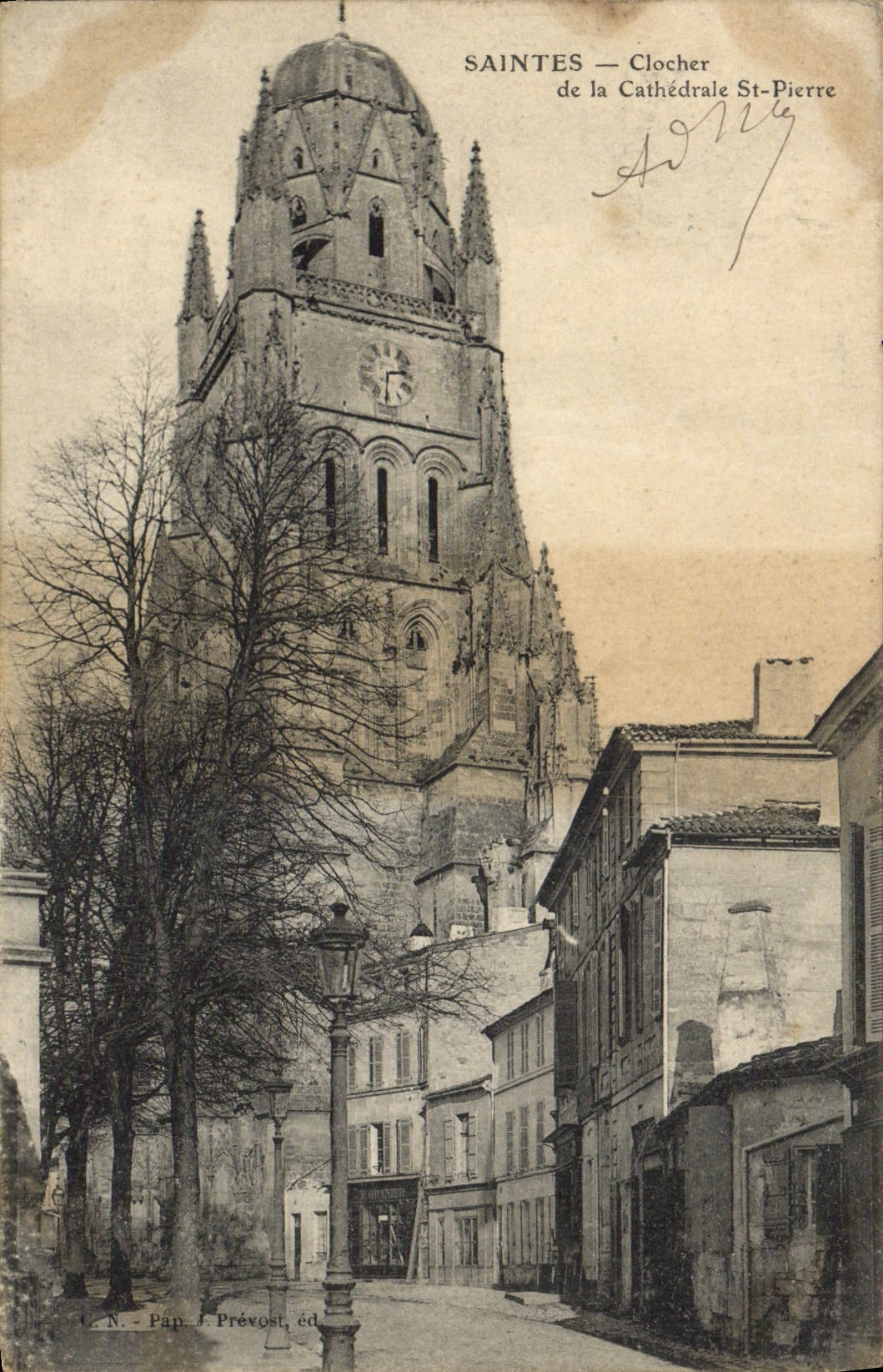 CPA Saintes Clocher De La Cathedrale St Pierre