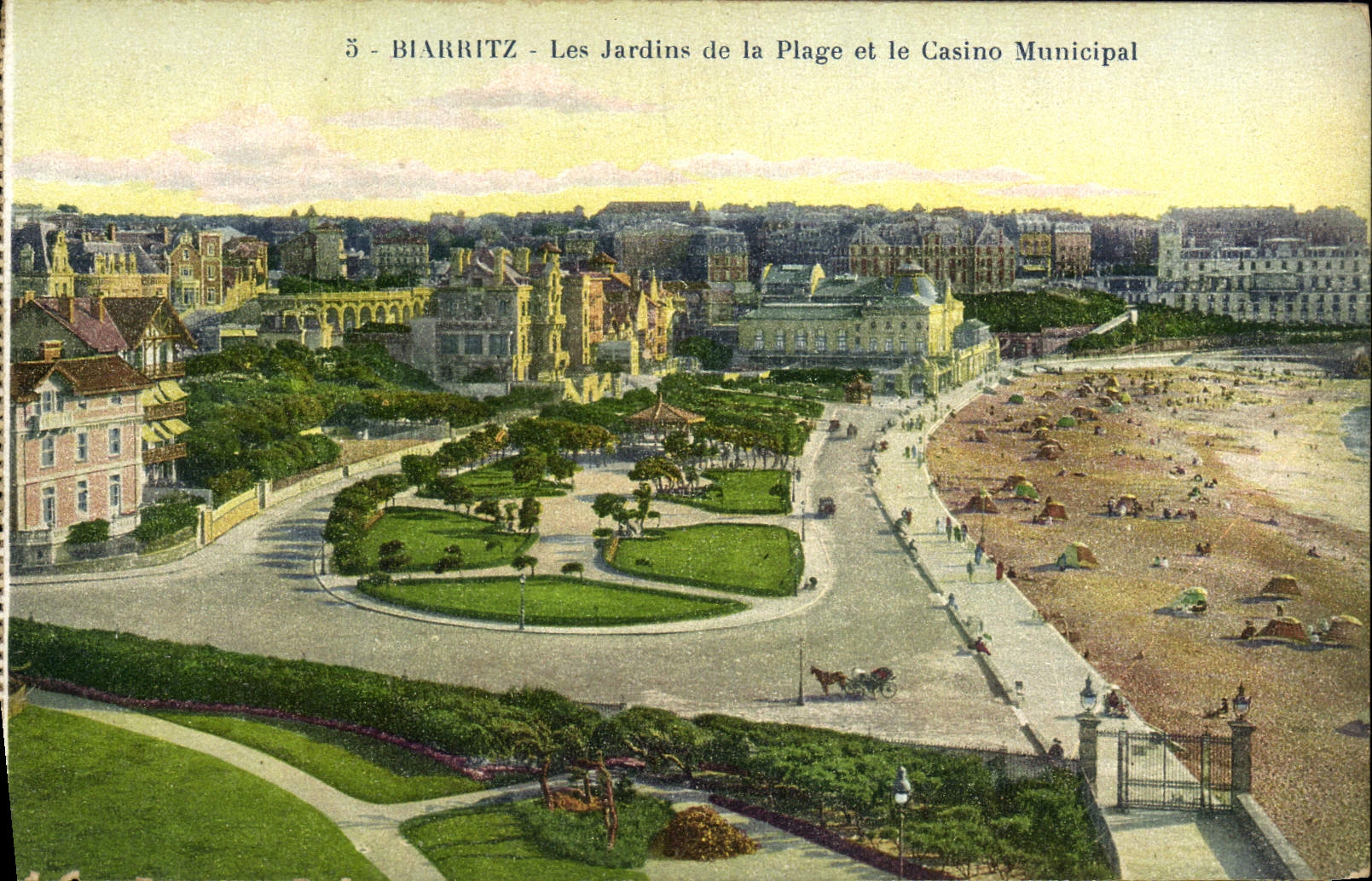 VINTAGE POSTCARD Biarritz Gardens Of the Beach And the Municipal Casino