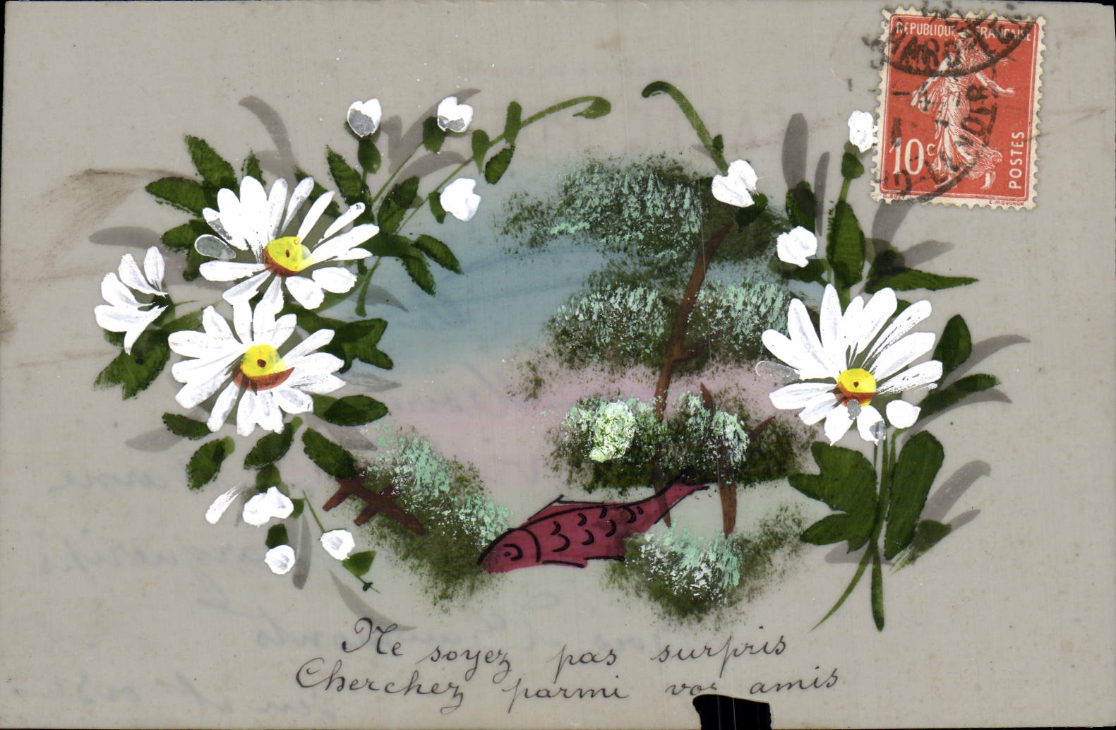 CPA Fantaisie Fleurs (carte transparente)