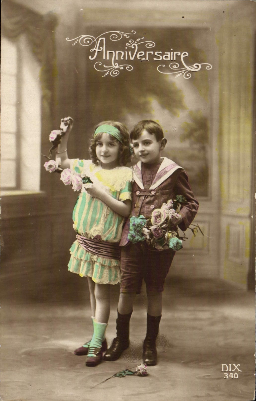VINTAGE POSTCARD Fantasy Children Birthday