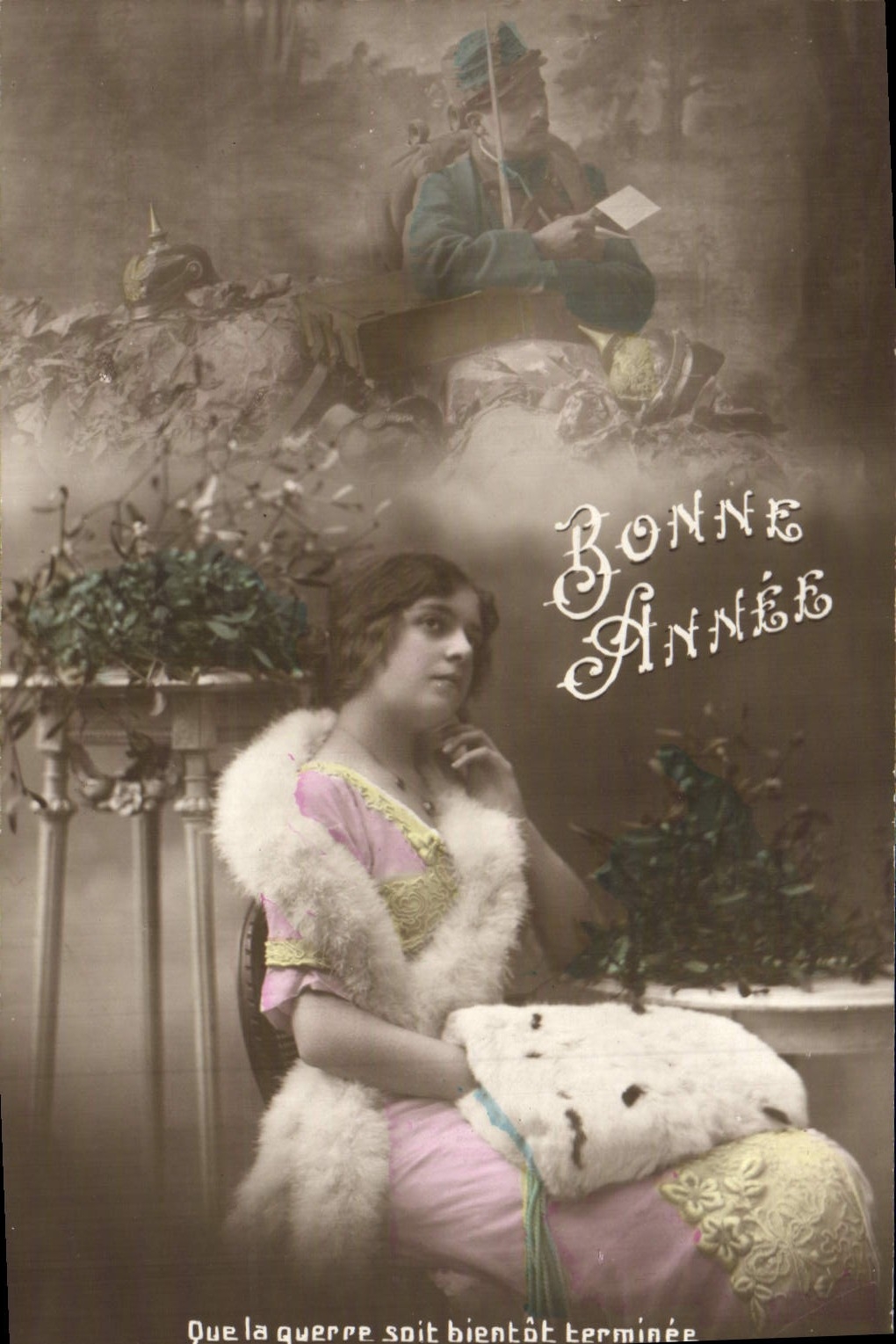 VINTAGE POSTCARD Fantasy Woman Militaria Soldier Good Festival