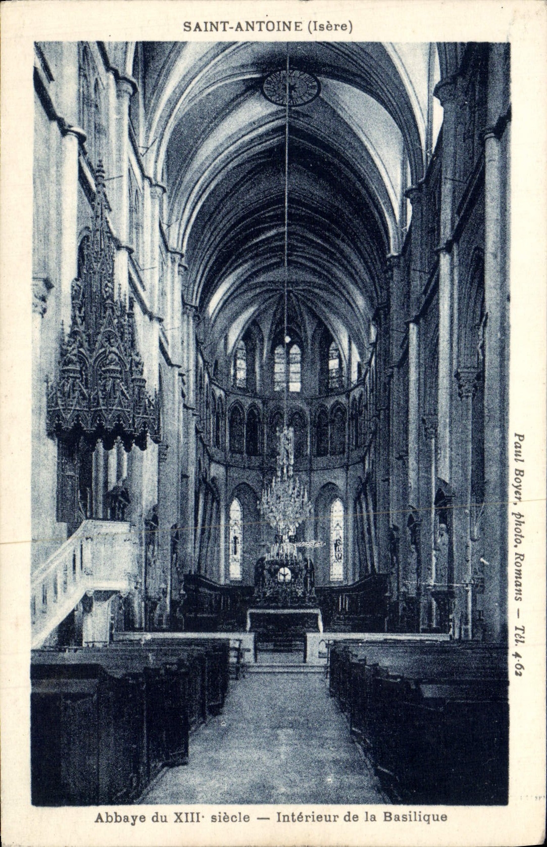 VINTAGE POSTCARD Holy Antoine Abbaye of XllI Interior century of the Basilica