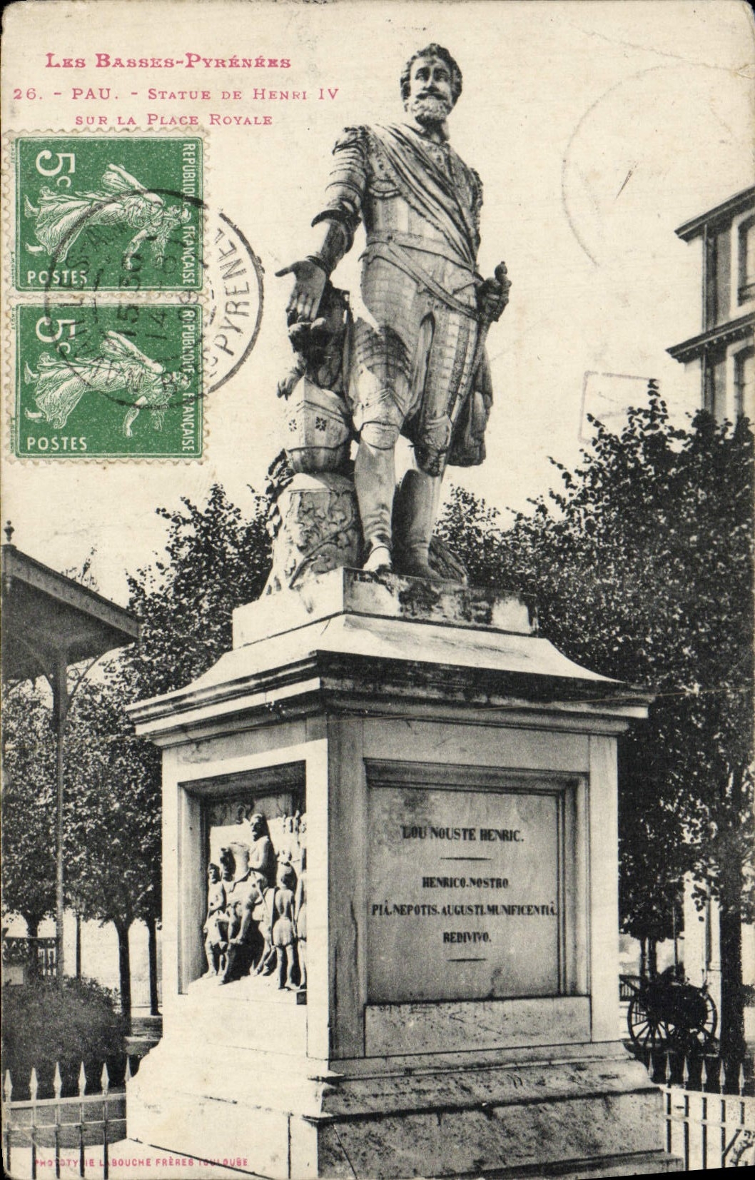 VINTAGE POSTCARD Pau Rules of Henri IV On the Royal Place
