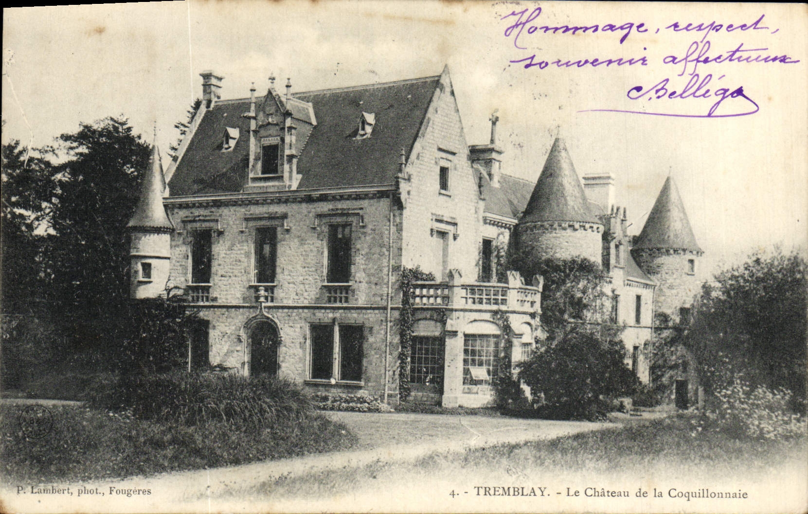 VINTAGE POSTCARD Tremblay the Castle of Coquillonnaie